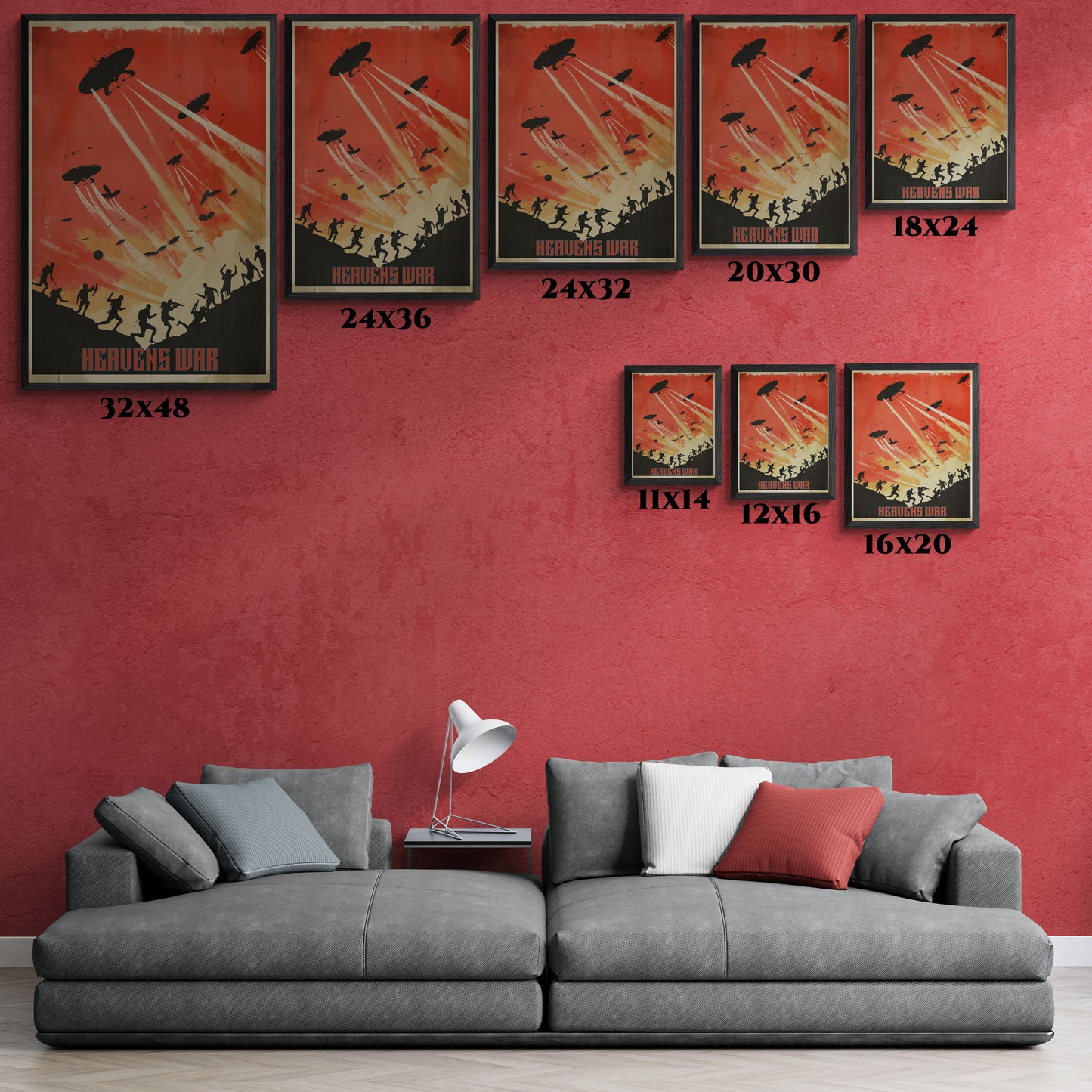 Vintage Sci-Fi Poster - 'Heavens War: Invasion from Above' Retro Apocalypse Artwork Framed Posters