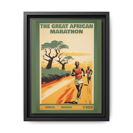 "The Great African Marathon – 1965 Vintage Kenya Canvas" Matte Canvas, Black Frame