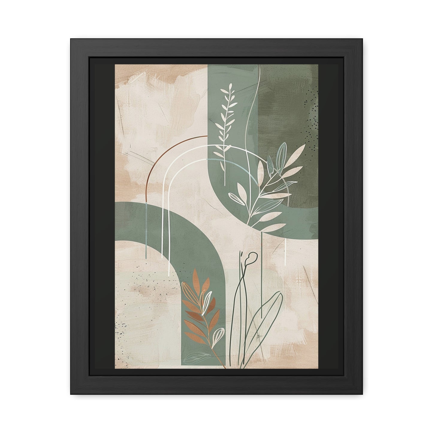 Modern Abstract Framed Poster | Minimalist Wall Art Print, Retro Botanical Design for Living Room & Office Décor