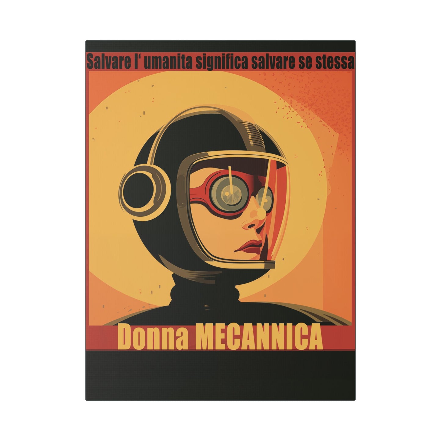 “Vintage Italian Sci-Fi Wall Art Print – Donna Meccanica Retro Futuristic Space Canvas ”Classic Stretched Canvas