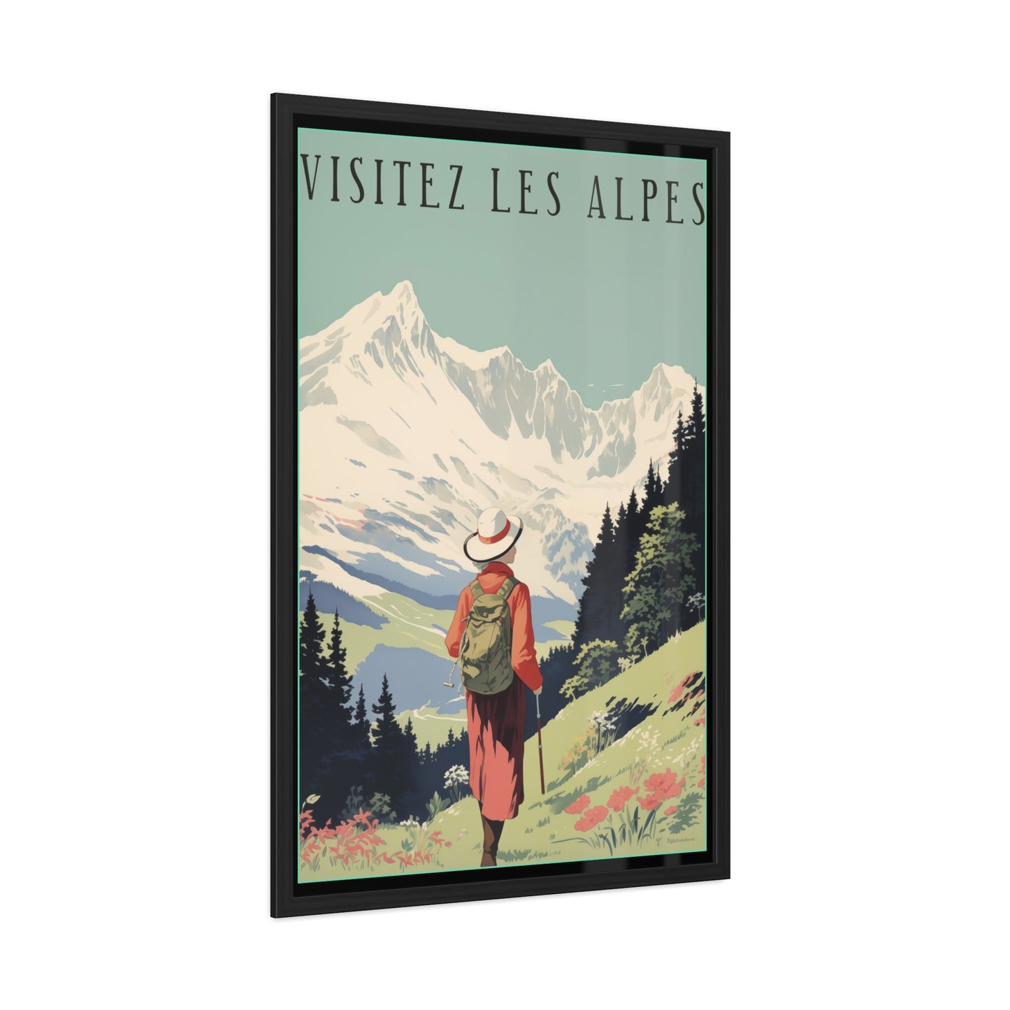 Vintage Alps Travel Poster - 'Visitez Les Alpes' (Visit the Alps) Scenic Artwork Framed Posters