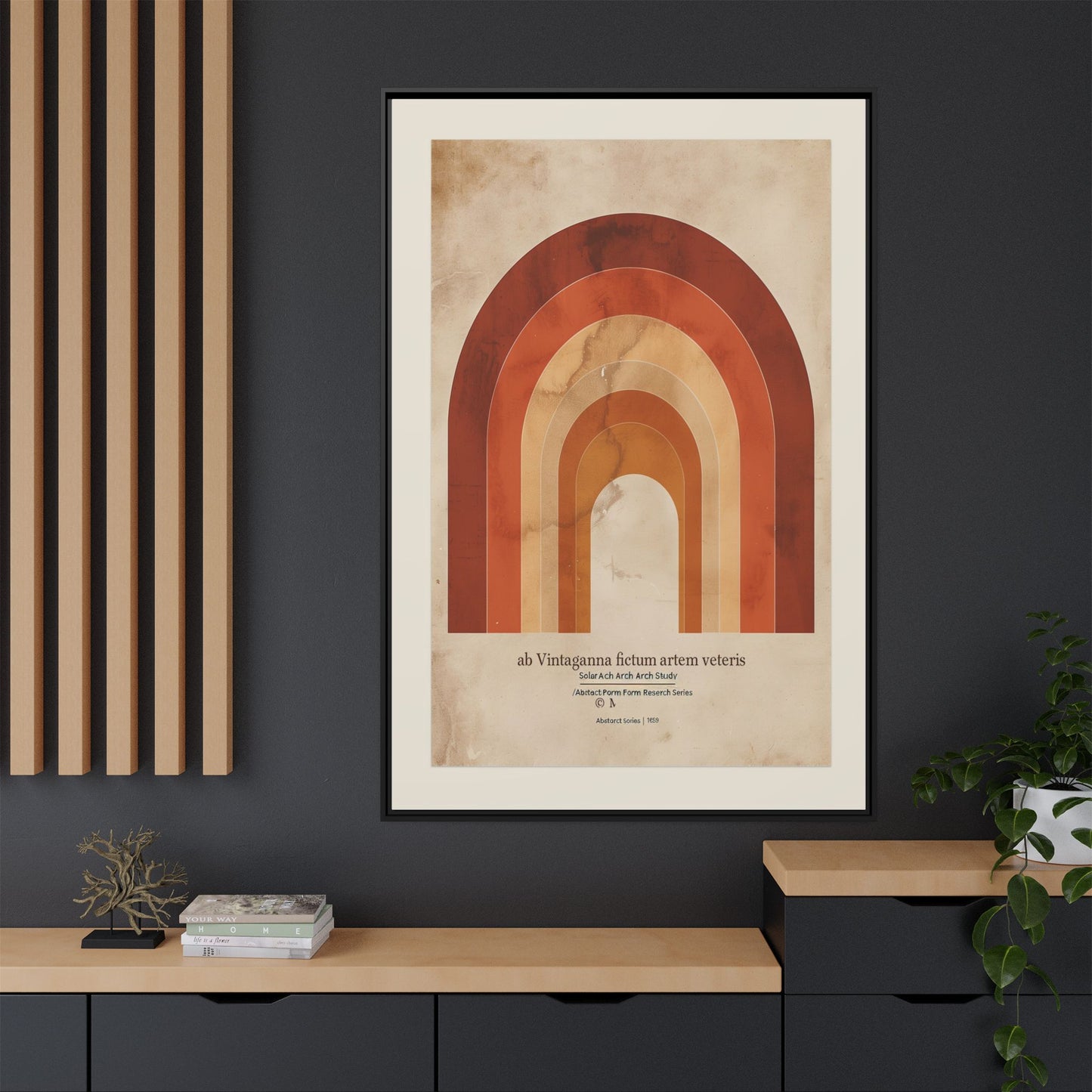 Retro Rainbow Canvas Wall Art — Framed Matte Print, Mid-Century Modern Boho Decor | Vintageanna