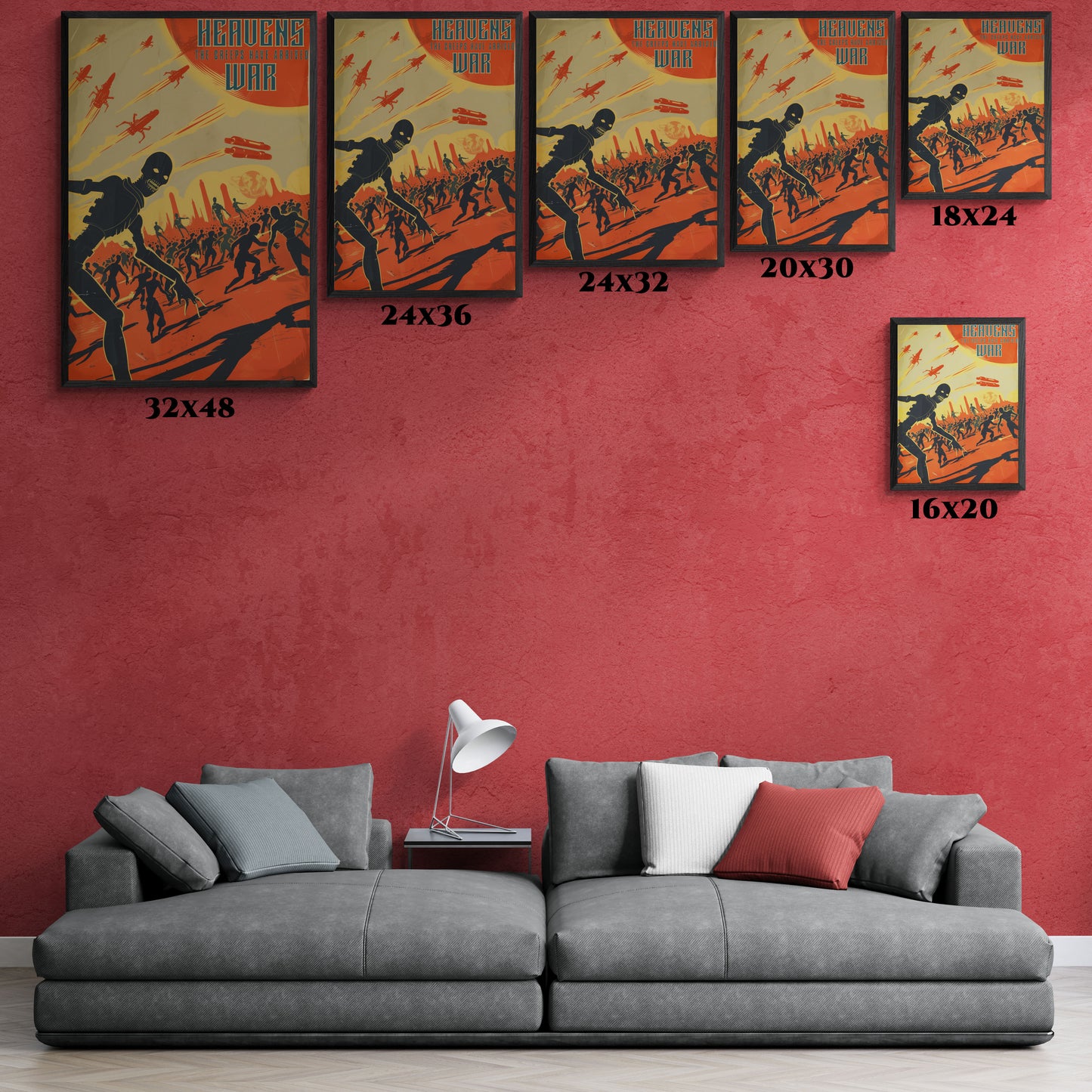 Vintage Sci-Fi Poster - 'Heavens War: The Creeps Have Arrived' Apocalyptic Artwork Framed Posters
