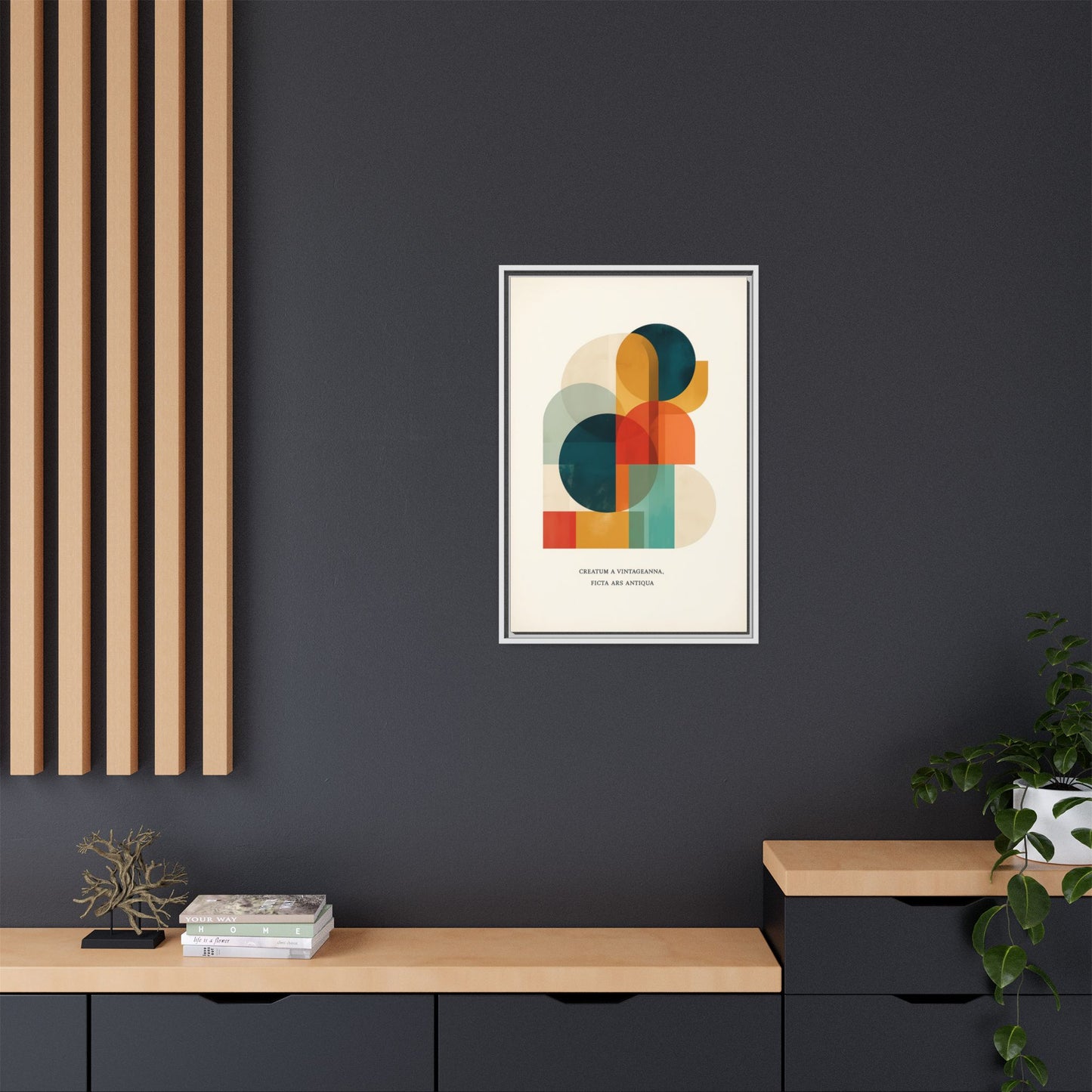 Creative Vision Framed Abstract Canvas Wall Art — Mid-Century Modern Geometric Design | Vintageanna