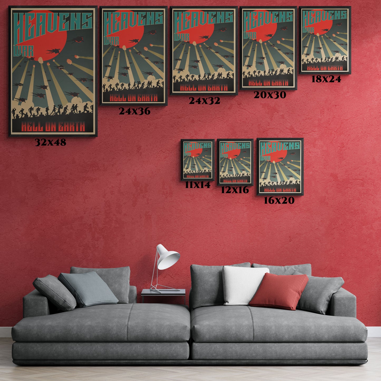 Vintage Sci-Fi Poster - 'Heavens War: Hell on Earth' Dystopian Artwork Framed Posters