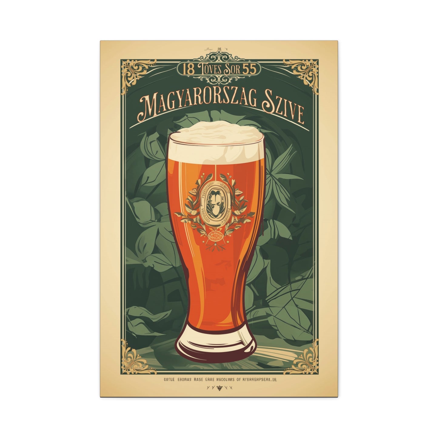 "Vintage Hungarian Beer Poster - Magyarország Szíve Frameless Stretched Matte Canvas" Matte Canvas, Stretched, 1.25"