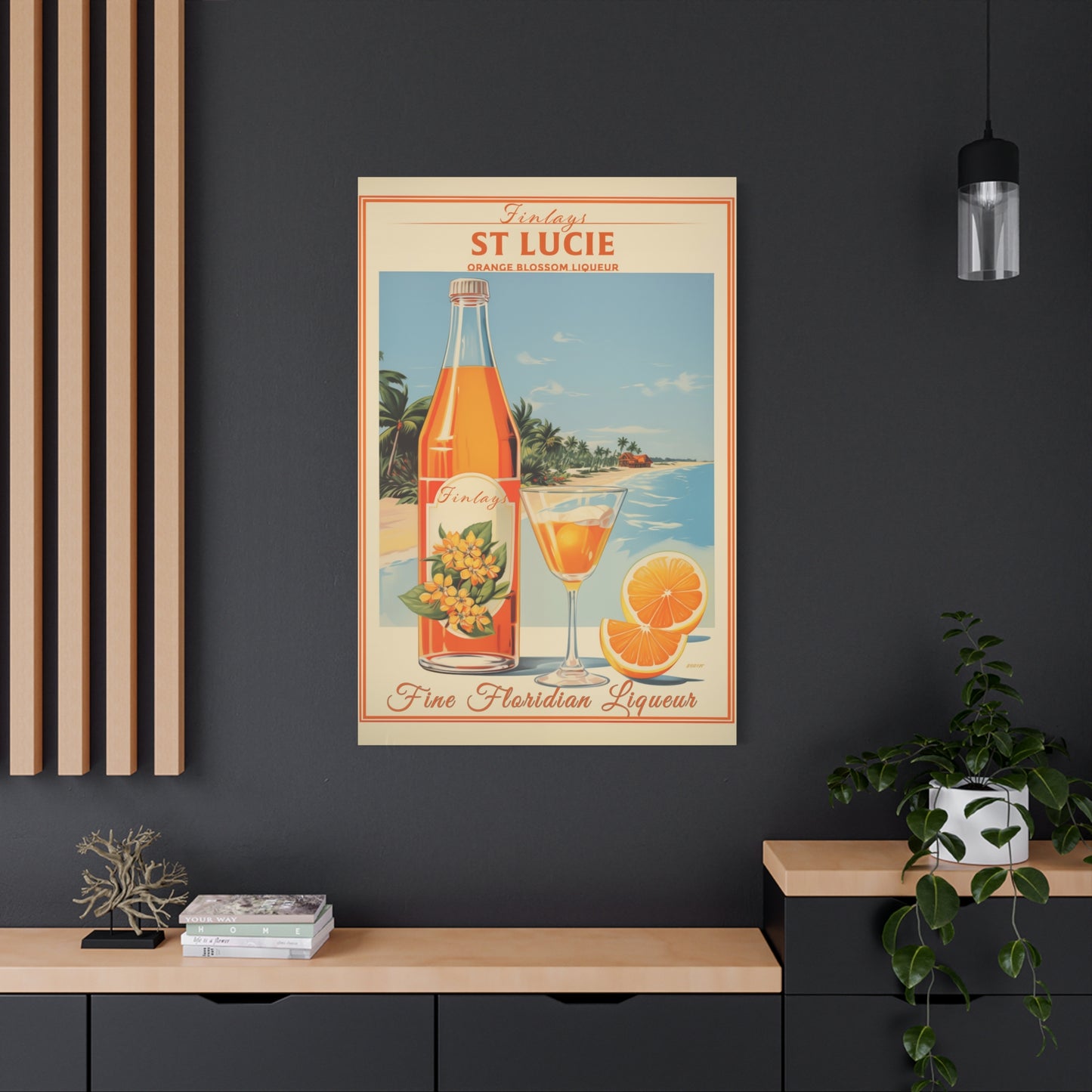 "Vintage Finlay’s St. Lucie Orange Blossom Liqueur Poster - Matte Canvas Stretched Wall Art" Matte Canvas, Stretched, 1.25"