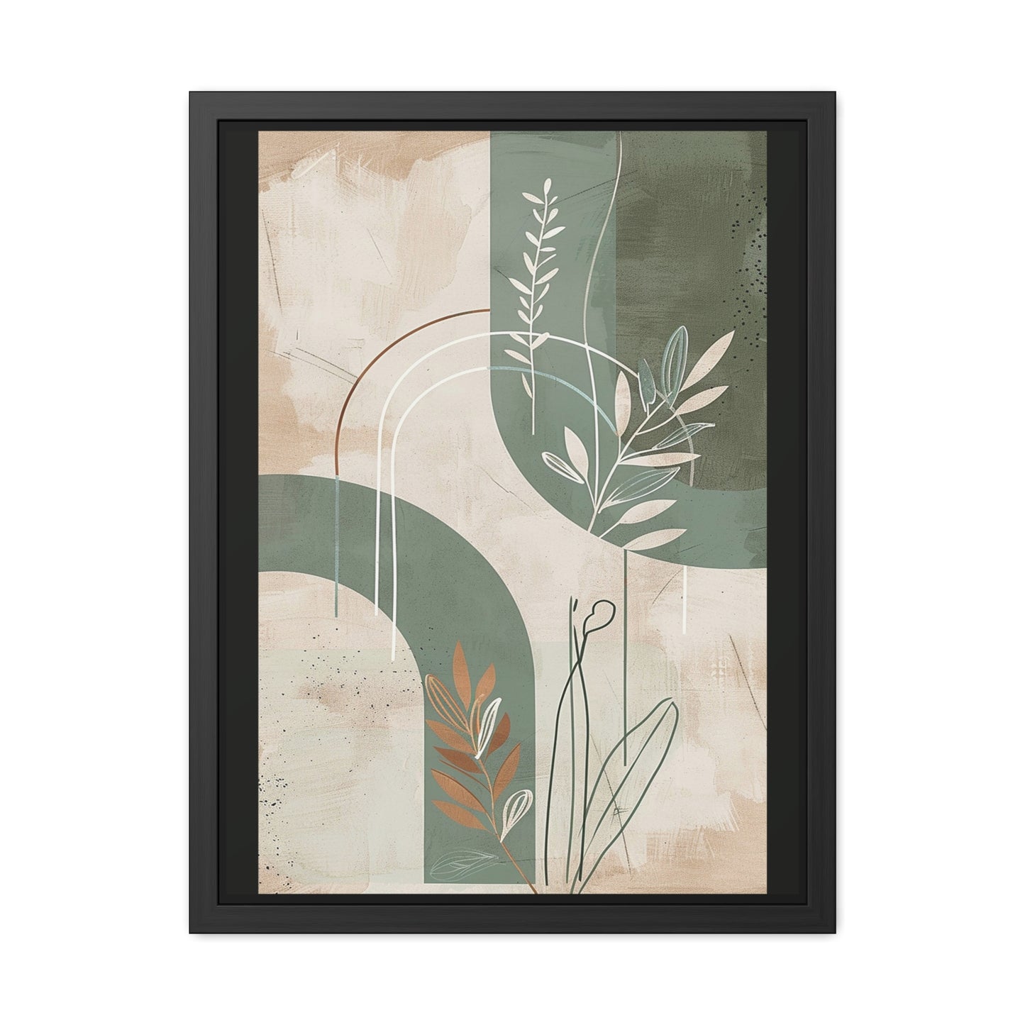 Modern Abstract Framed Poster | Minimalist Wall Art Print, Retro Botanical Design for Living Room & Office Décor