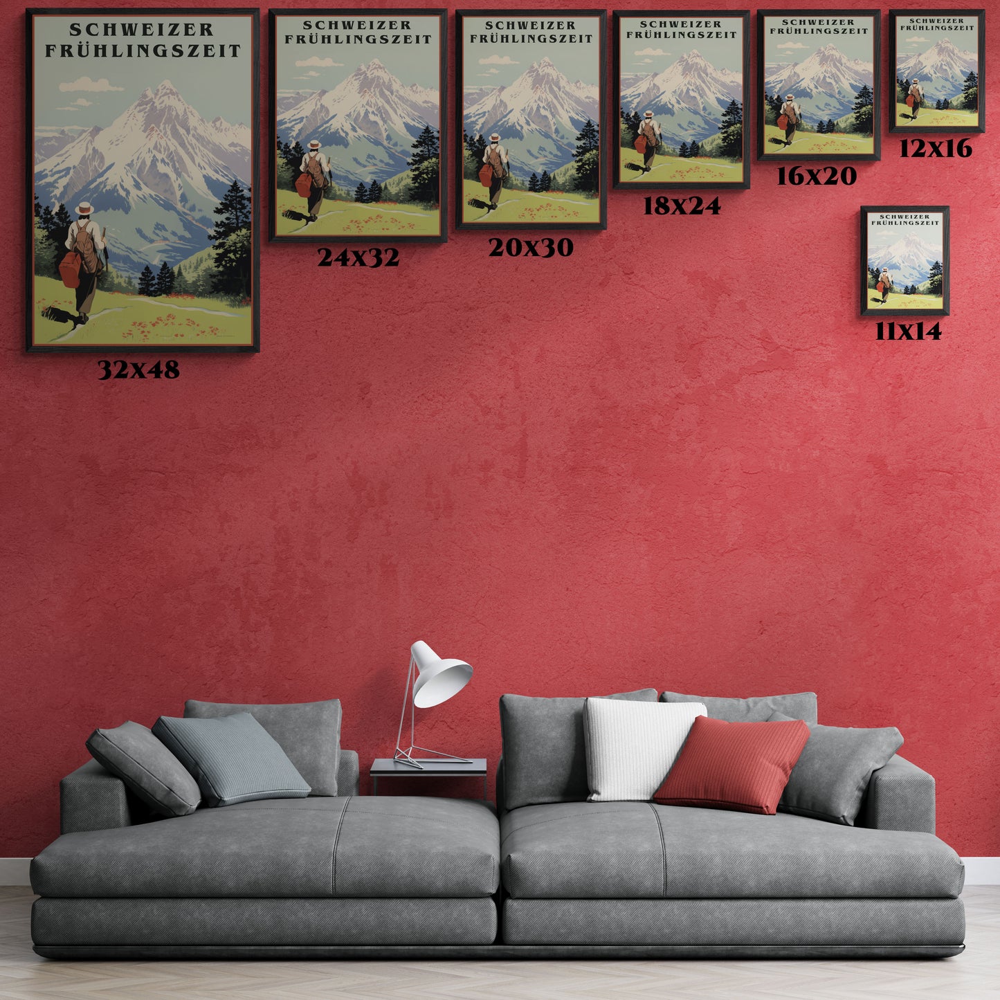 Vintage Swiss Travel Poster - 'Schweizer Frühlingszeit' (Swiss Springtime) Scenic Artwork Framed Posters