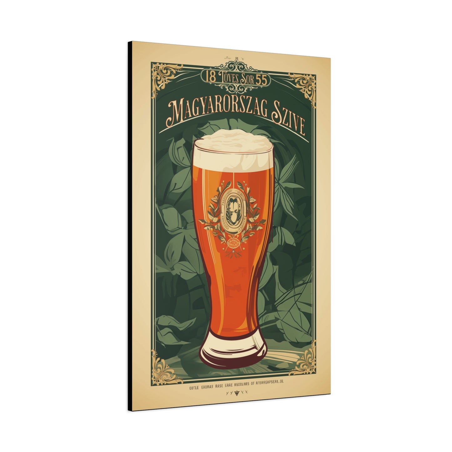 "Vintage Hungarian Beer Poster - Magyarország Szíve Frameless Stretched Matte Canvas" Matte Canvas, Stretched, 1.25"