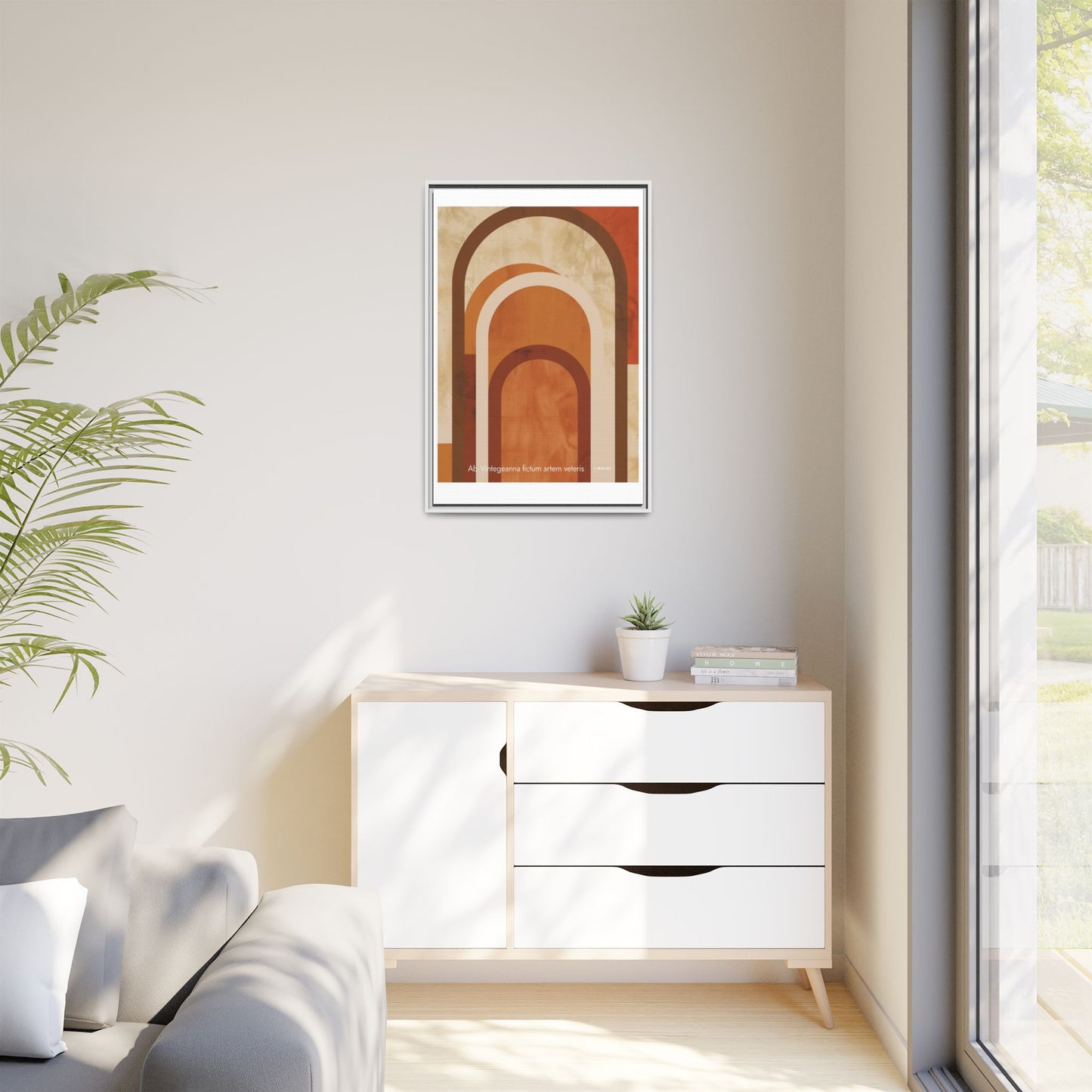 Abstract Arch Framed Canvas Wall Art — Mid-Century Modern Minimalist Decor | Vintageanna