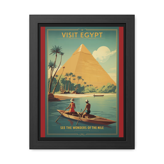 Vintage Egypt Travel Framed Poster | Retro Pyramid Wall Art Print, Wanderlust Décor & Gift for Travelers