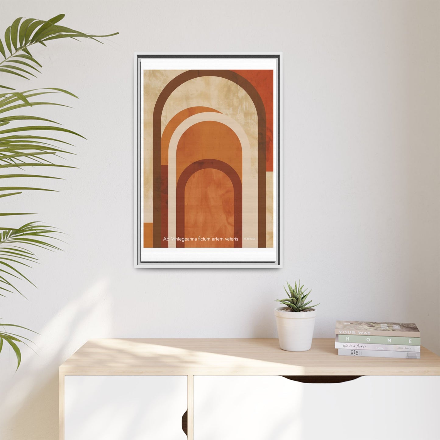 Abstract Arch Framed Canvas Wall Art — Mid-Century Modern Minimalist Decor | Vintageanna