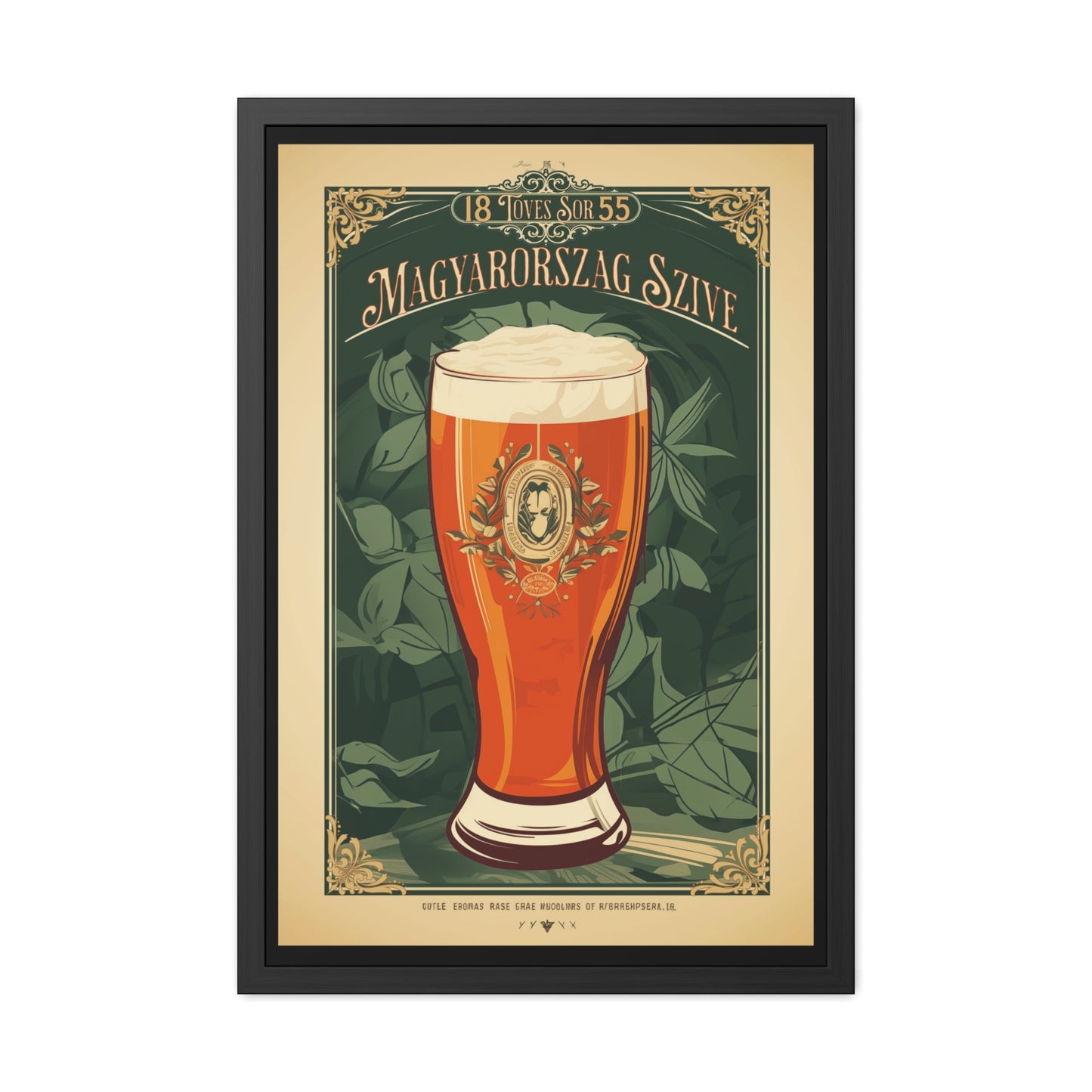 Vintage Beer Poster - Magyarország Szíve (Heart of Hungary) Art Print (Hungarian Language) Framed Posters
