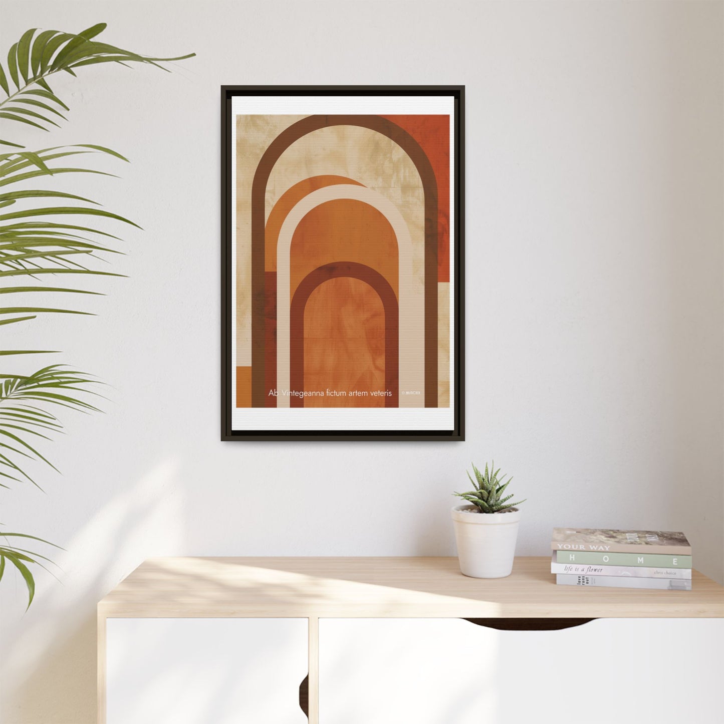 Abstract Arch Framed Canvas Wall Art — Mid-Century Modern Minimalist Decor | Vintageanna