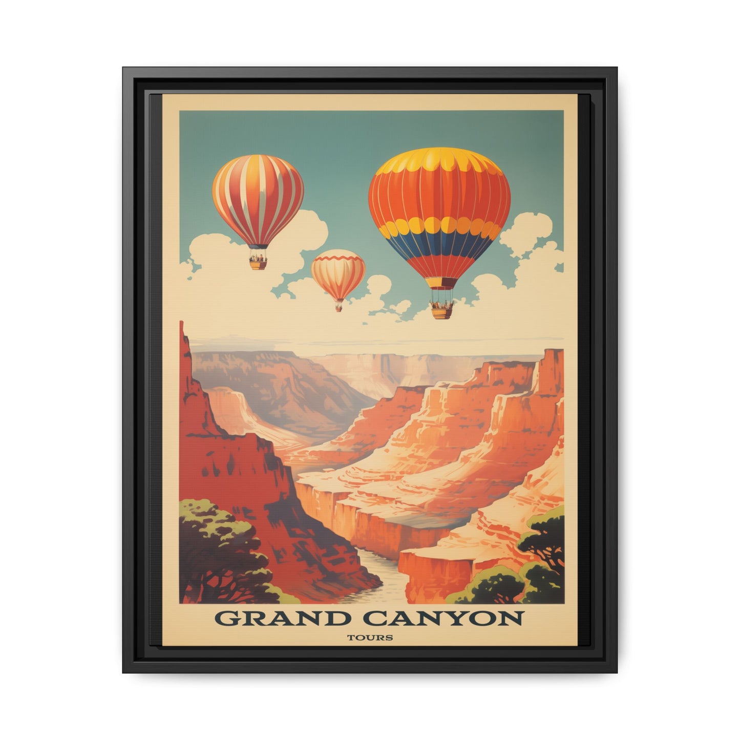 "Vintage Grand Canyon Balloon Tours Poster - Matte Canvas Wall Art with Black Frame" Matte Canvas, Black Frame