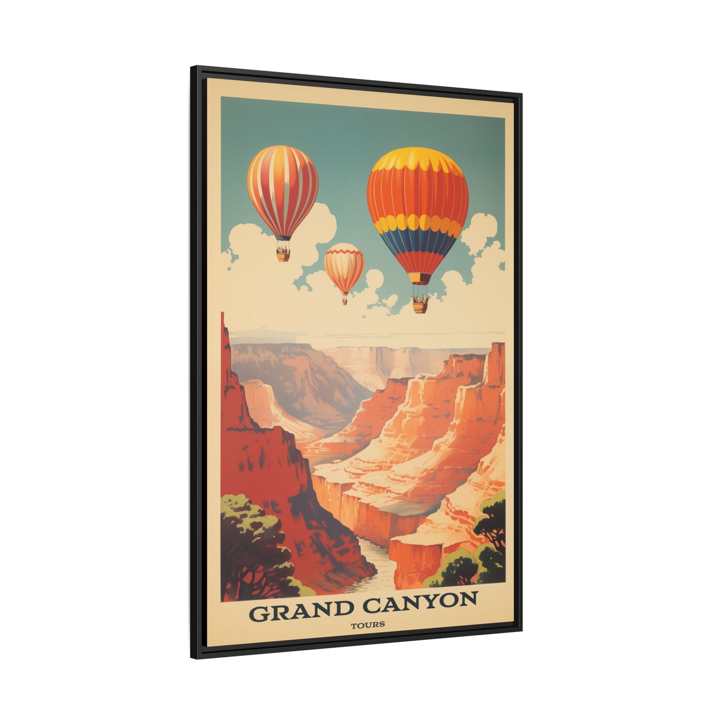 "Vintage Grand Canyon Balloon Tours Poster - Matte Canvas Wall Art with Black Frame" Matte Canvas, Black Frame