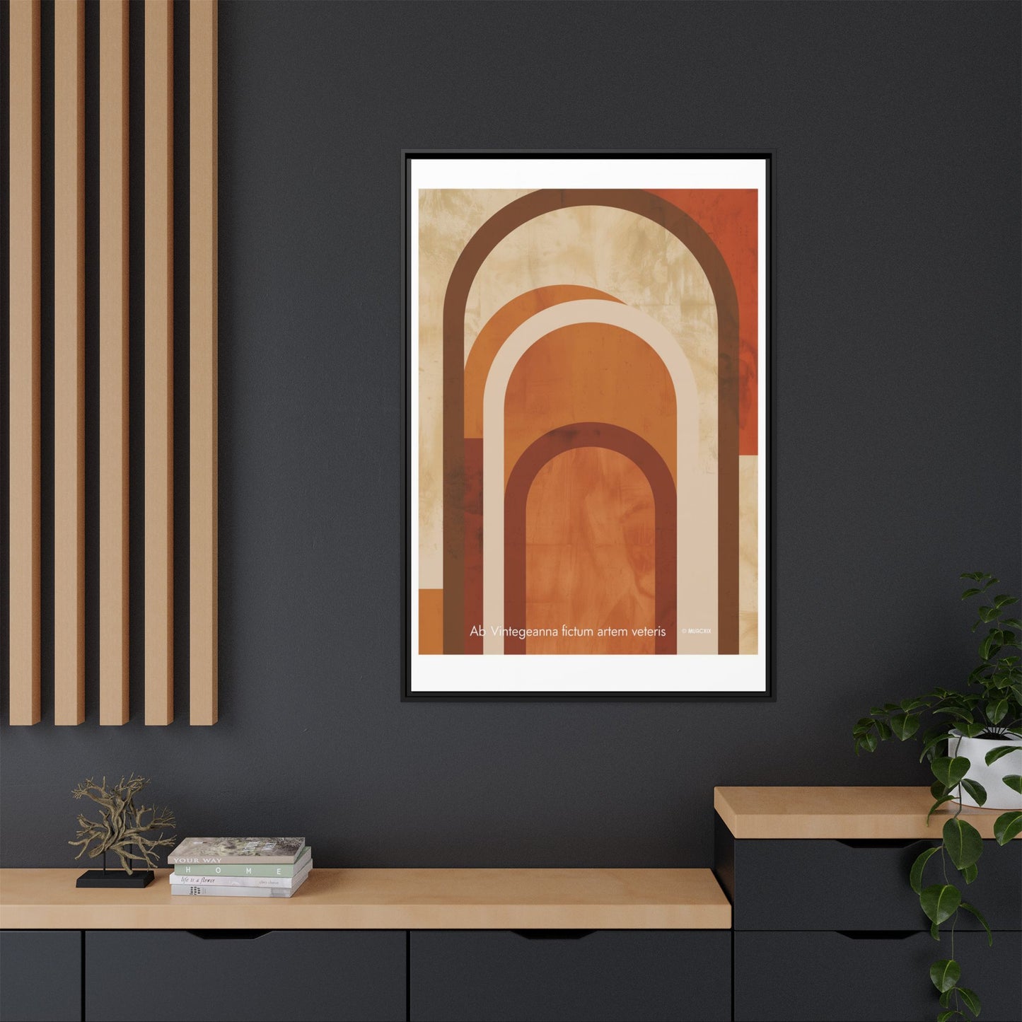 Abstract Arch Framed Canvas Wall Art — Mid-Century Modern Minimalist Decor | Vintageanna