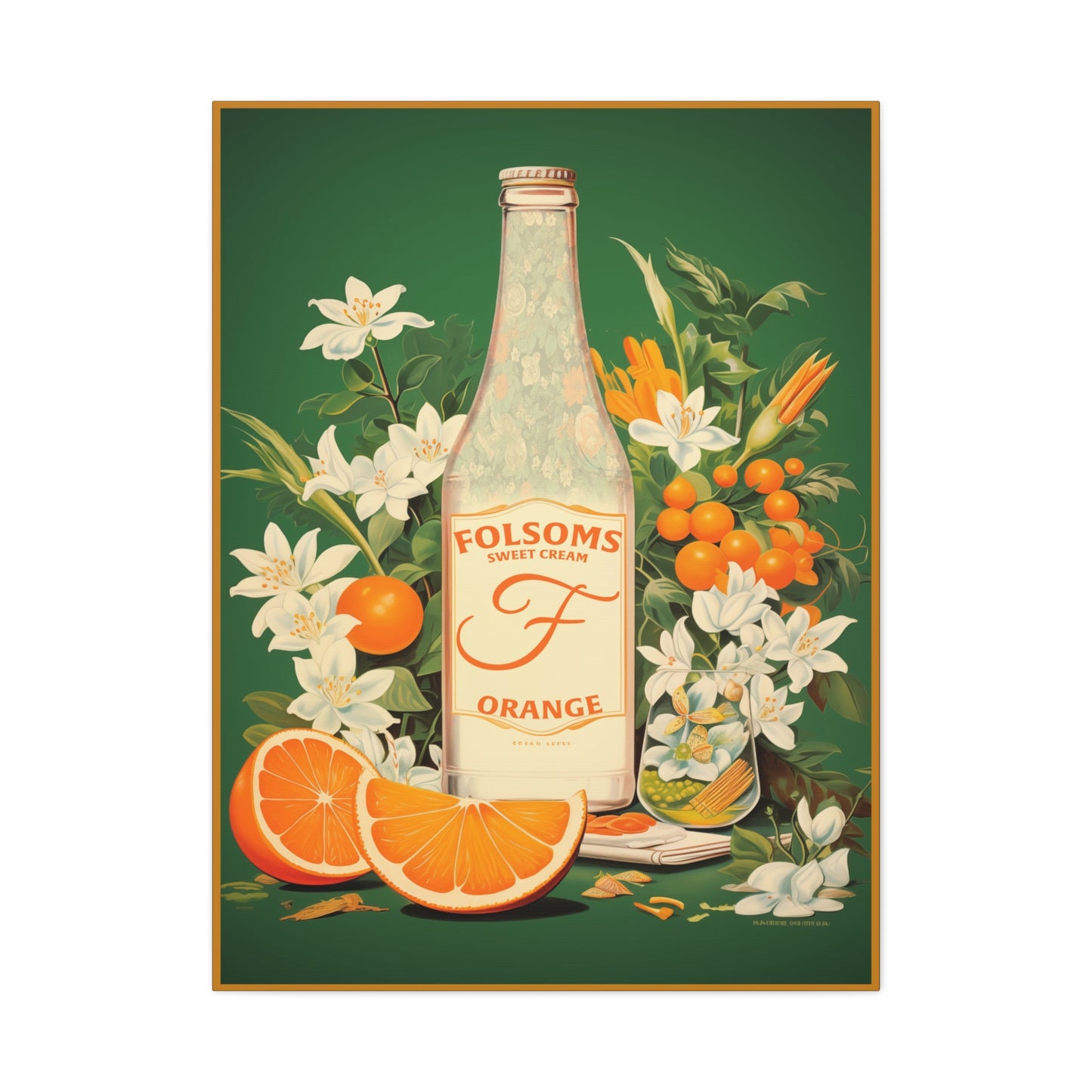 "Vintage Folsom's Sweet Cream Orange Poster - Matte Canvas Stretched Wall Art" Matte Canvas, Stretched, 1.25"