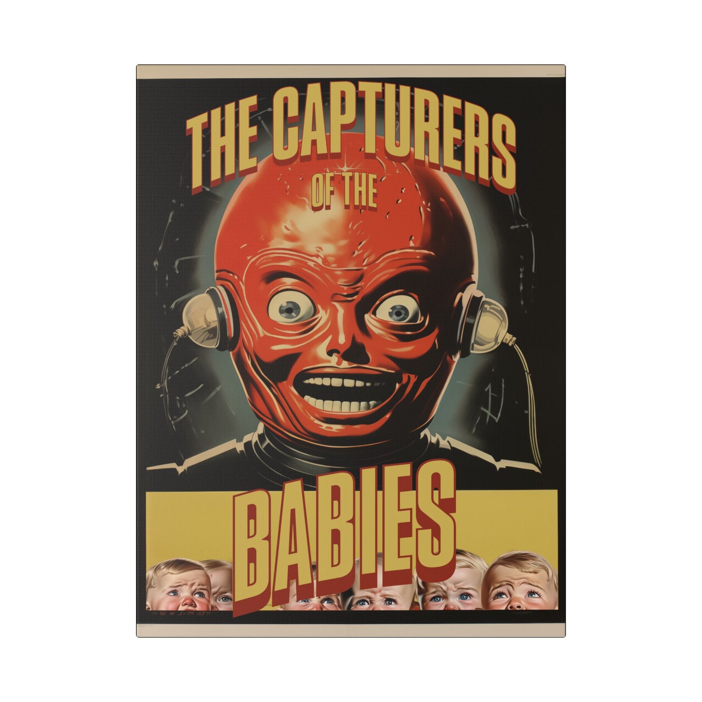 "The Capturers of the Babies - Vintage Sci-Fi Wall Art on Classic Stretched Canvas"