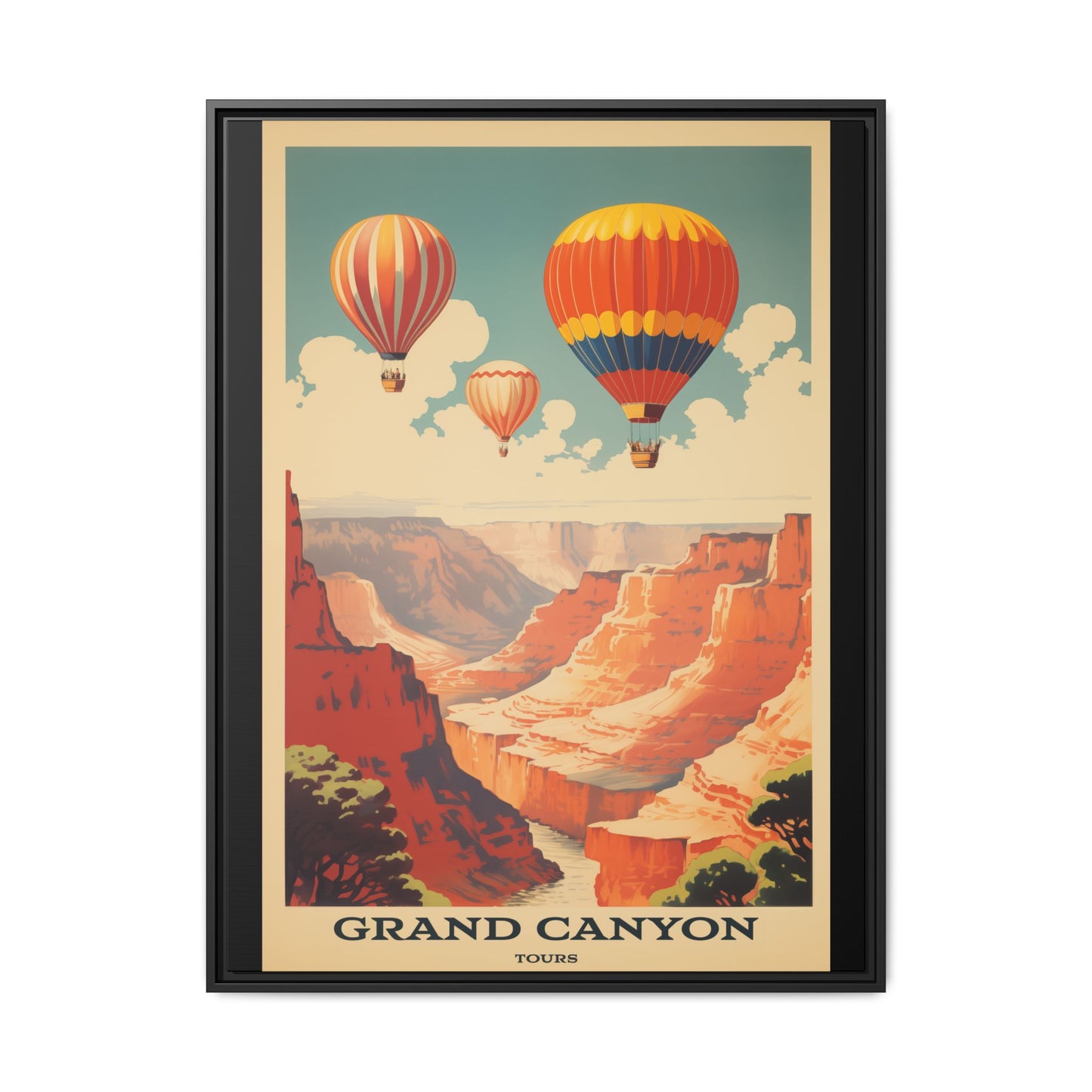 "Vintage Grand Canyon Balloon Tours Poster - Matte Canvas Wall Art with Black Frame" Matte Canvas, Black Frame