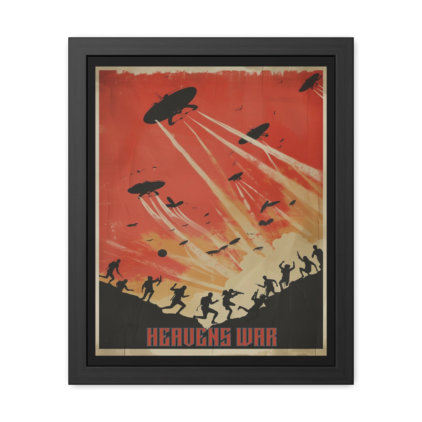 Vintage Sci-Fi Poster - 'Heavens War: Invasion from Above' Retro Apocalypse Artwork Framed Posters