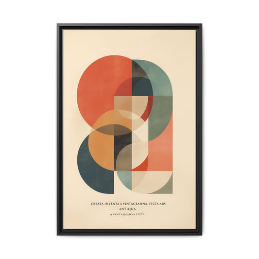 Framed Multi-Color Abstract Canvas Wall Art — Mid-Century Modern Geometric Design | Vintageanna