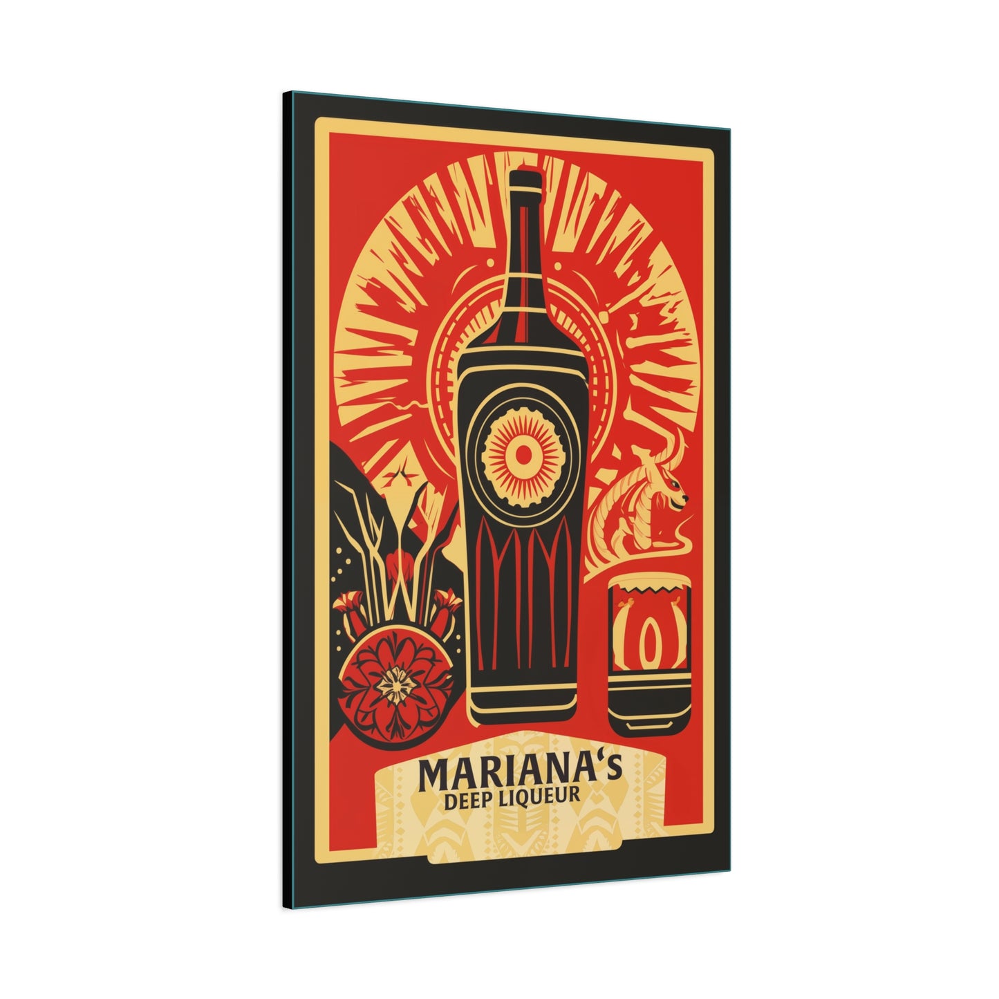 "Vintage Mariana's Deep Liqueur Dragon Poster - Frameless Stretched Matte Canvas Wall Art" Matte Canvas, Stretched, 1.25"