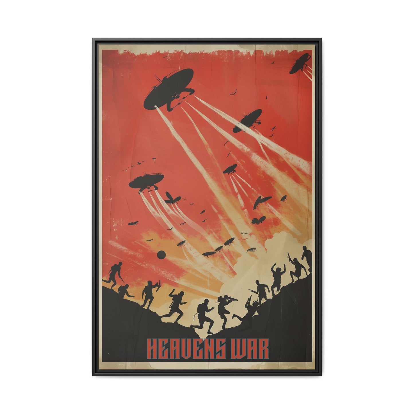 "Heavens War: Epic Alien Invasion Matte Canvas with Black Frame" Matte Canvas, Black Frame