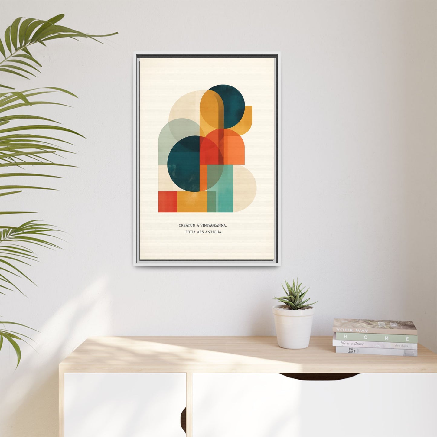 Creative Vision Framed Abstract Canvas Wall Art — Mid-Century Modern Geometric Design | Vintageanna