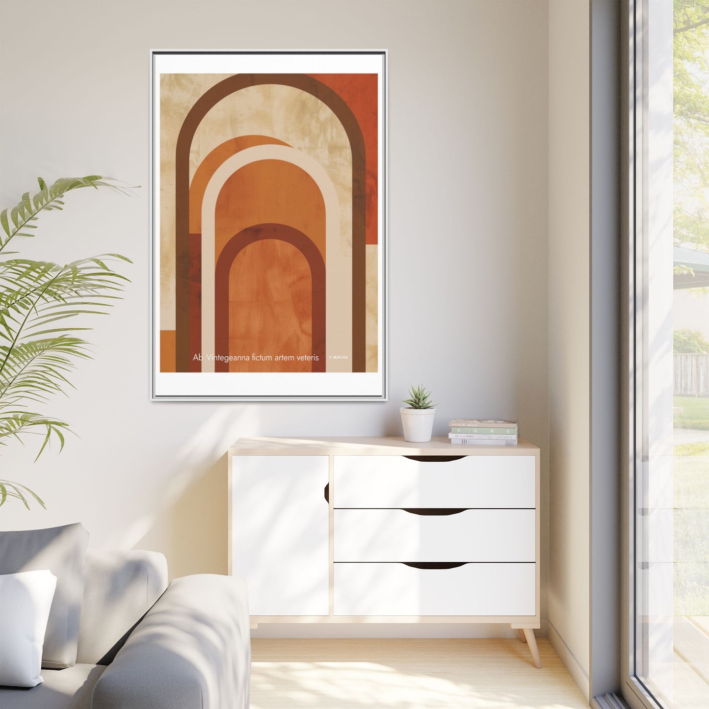 Abstract Arch Framed Canvas Wall Art — Mid-Century Modern Minimalist Decor | Vintageanna