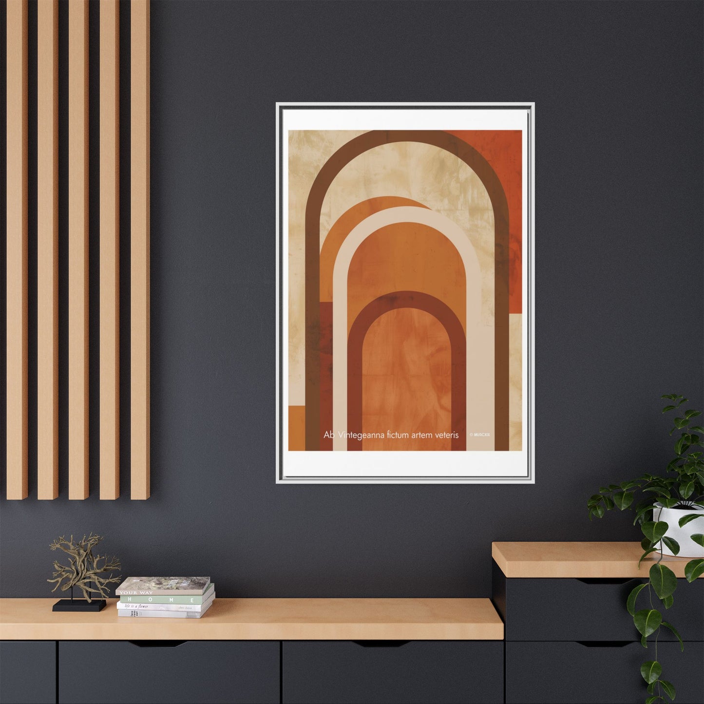 Abstract Arch Framed Canvas Wall Art — Mid-Century Modern Minimalist Decor | Vintageanna