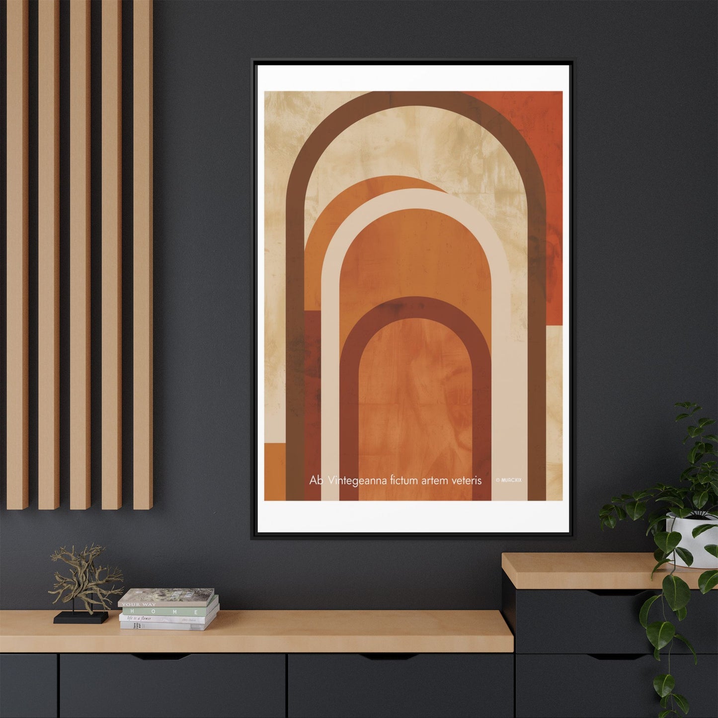 Abstract Arch Framed Canvas Wall Art — Mid-Century Modern Minimalist Decor | Vintageanna