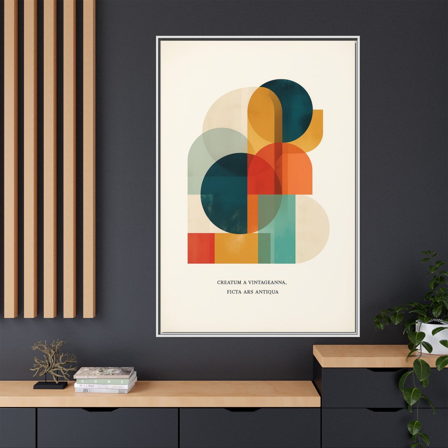Creative Vision Framed Abstract Canvas Wall Art — Mid-Century Modern Geometric Design | Vintageanna