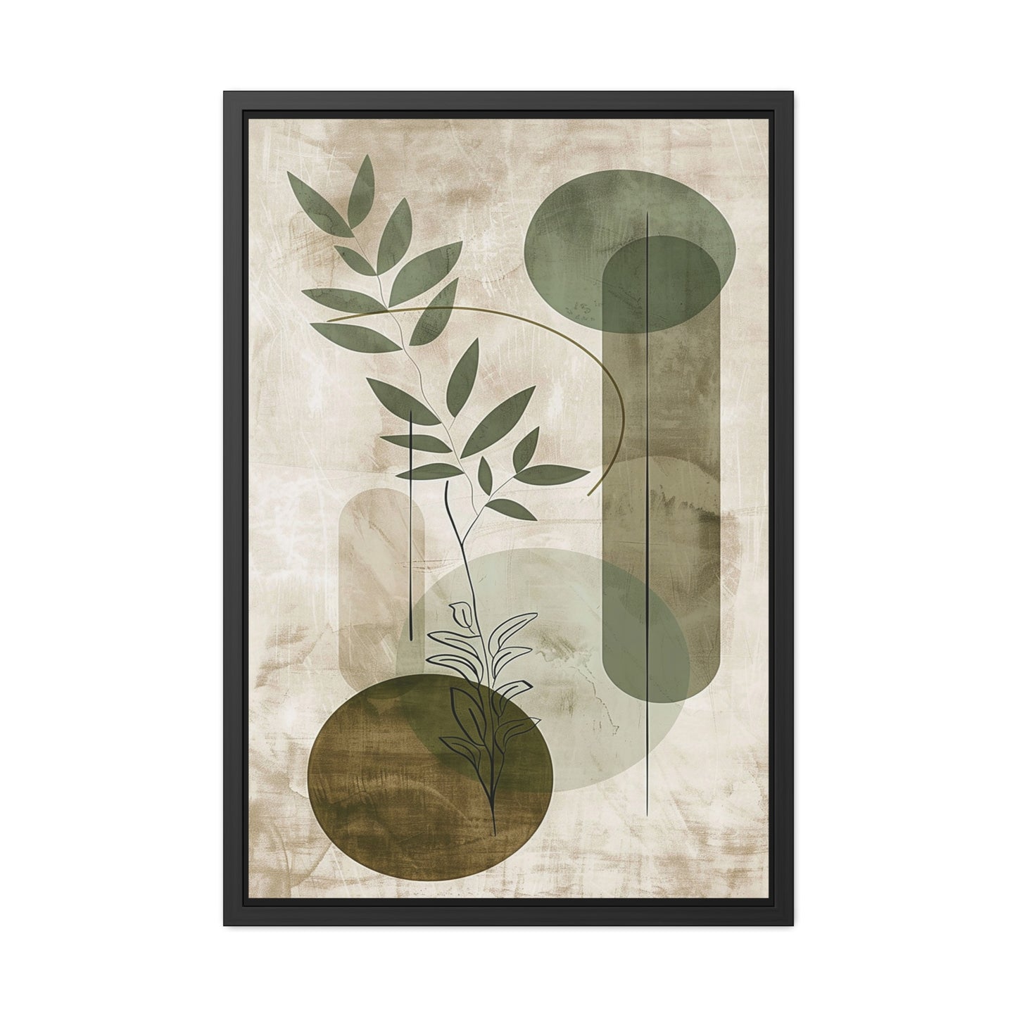 Modern Botanical Framed Poster | Minimalist Nature Wall Art Print, Contemporary Green Décor & Gift for Plant Lovers