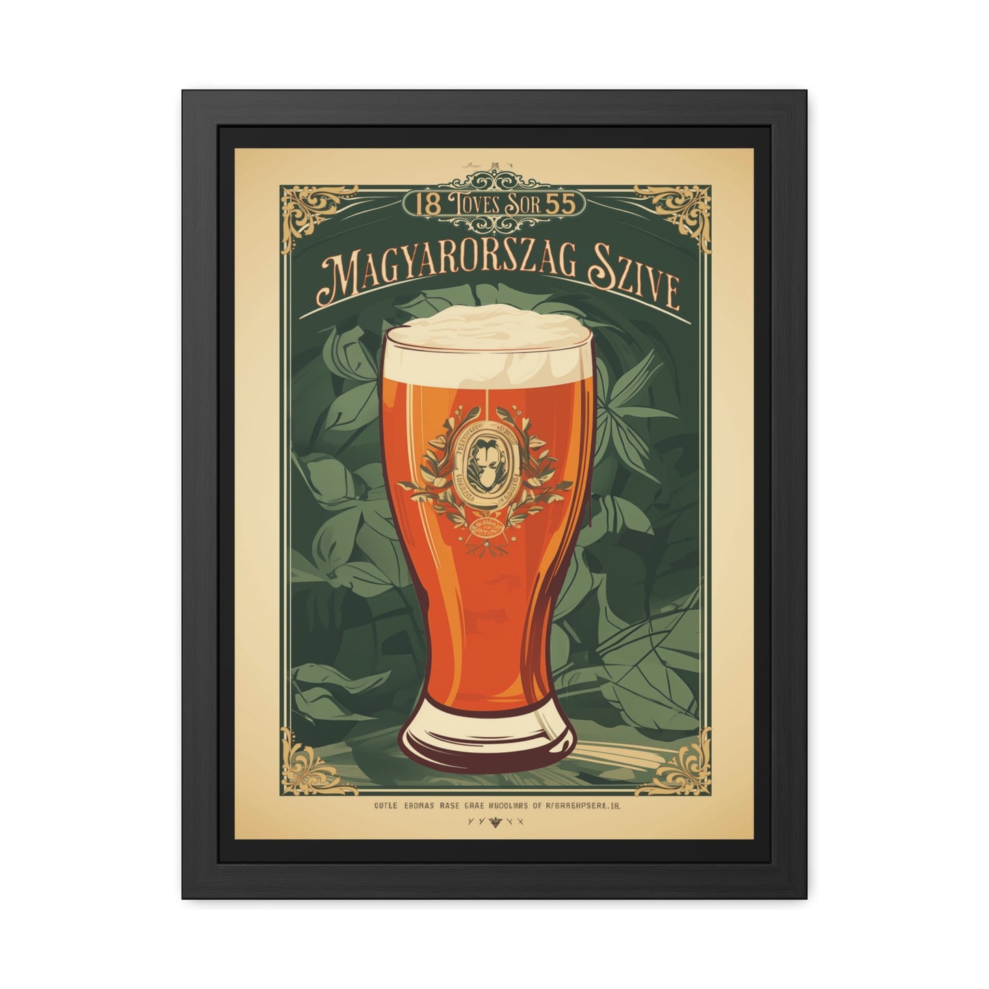 Vintage Beer Poster - Magyarország Szíve (Heart of Hungary) Art Print (Hungarian Language) Framed Posters