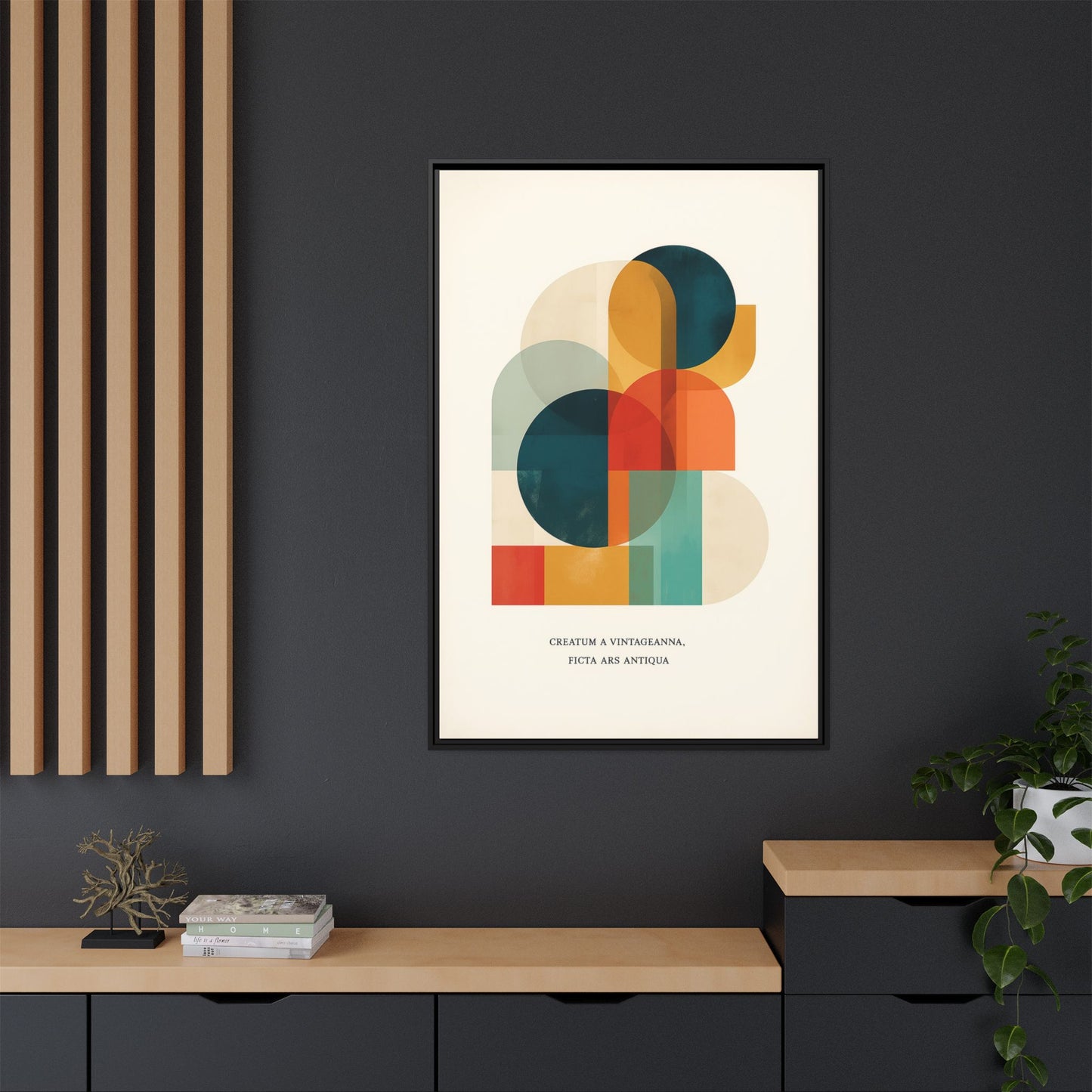 Creative Vision Framed Abstract Canvas Wall Art — Mid-Century Modern Geometric Design | Vintageanna