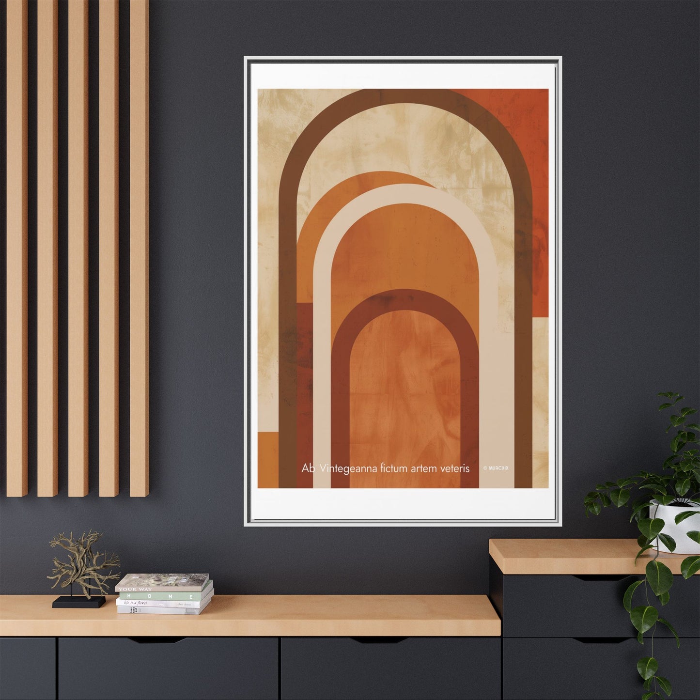 Abstract Arch Framed Canvas Wall Art — Mid-Century Modern Minimalist Decor | Vintageanna