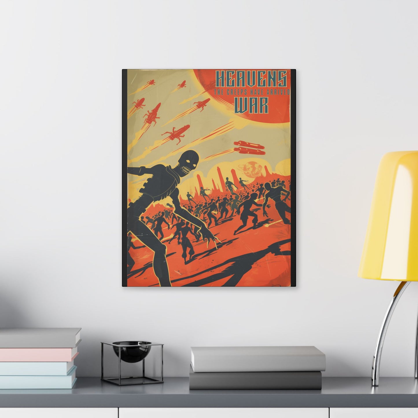 "Vintage Sci-Fi Poster - 'Heavens War: The Creeps Have Arrived' Apocalyptic Artwork", SciFi, Classic Stretched Canvas