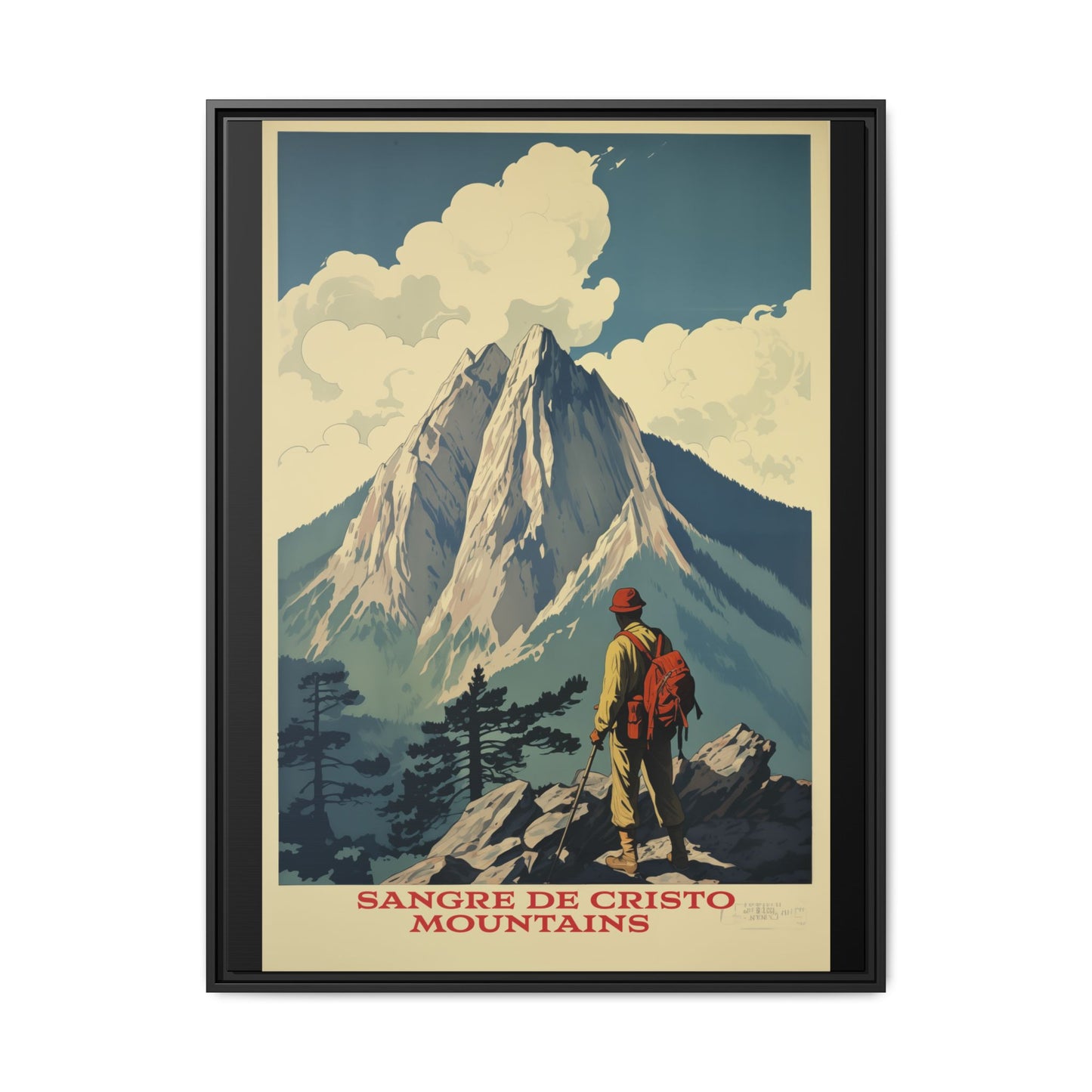 "Vintage Sangre de Cristo Mountains Poster - Matte Canvas Wall Art with Black Frame" Matte Canvas, Black Frame