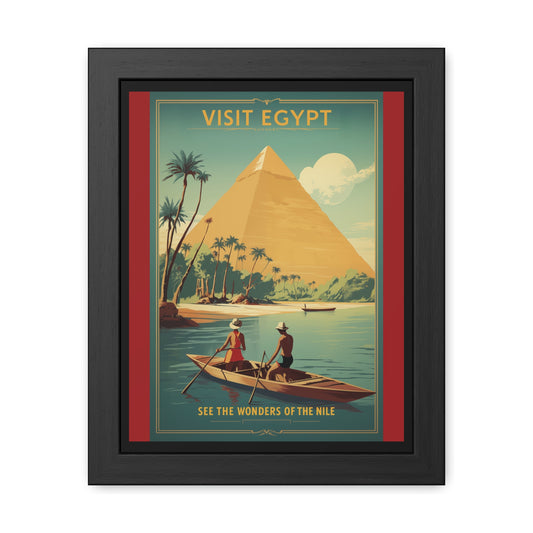 Vintage Egypt Travel Framed Poster | Retro Pyramid Wall Art Print, Wanderlust Décor & Gift for Travelers