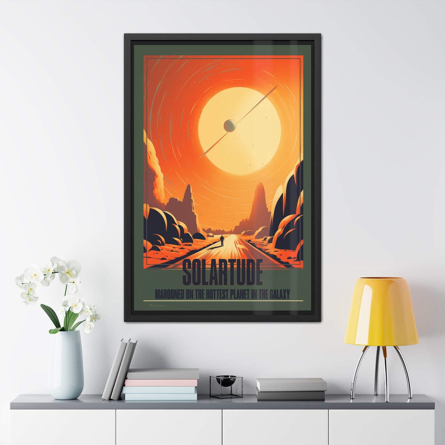 Vintage Sci-Fi Poster - 'Solartude: Marooned on the Hottest Planet' Retro Space Art Framed Posters