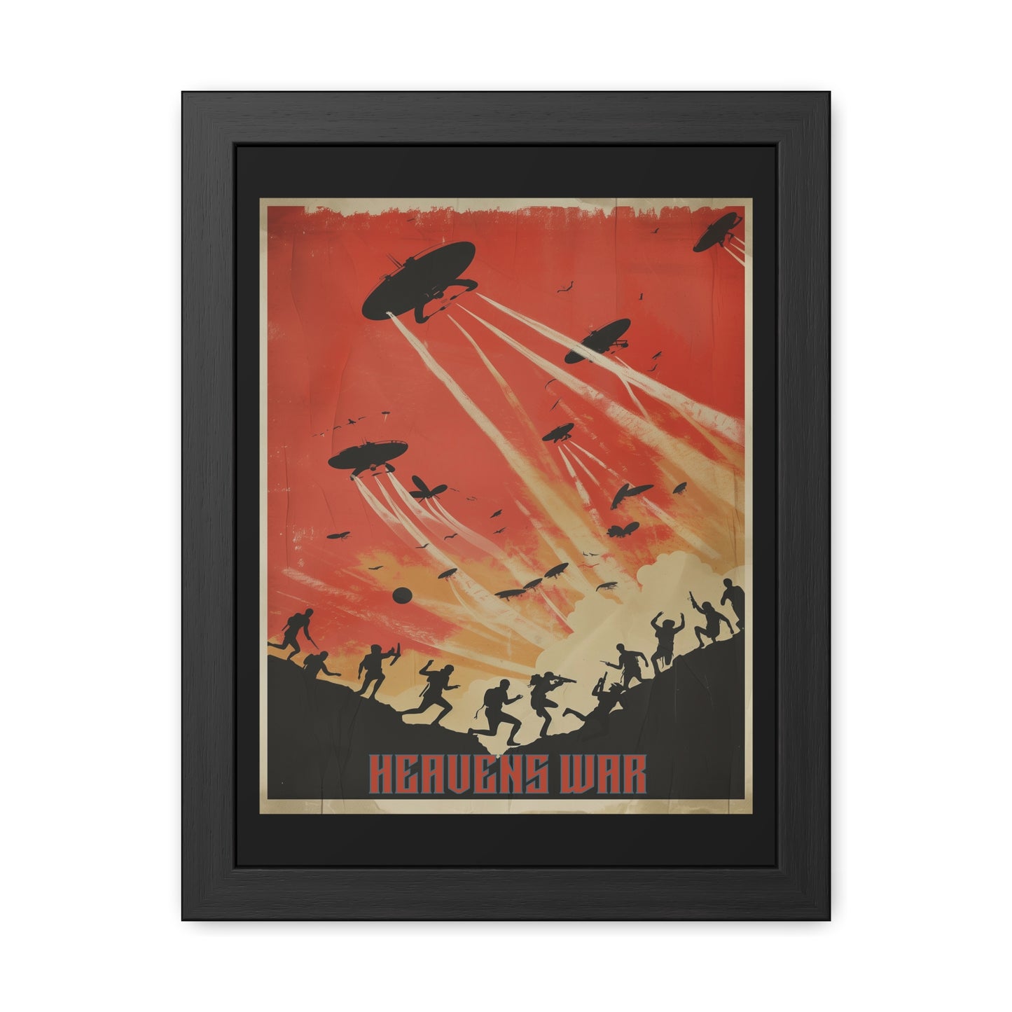 Vintage Sci-Fi Poster - 'Heavens War: Invasion from Above' Retro Apocalypse Artwork Framed Posters