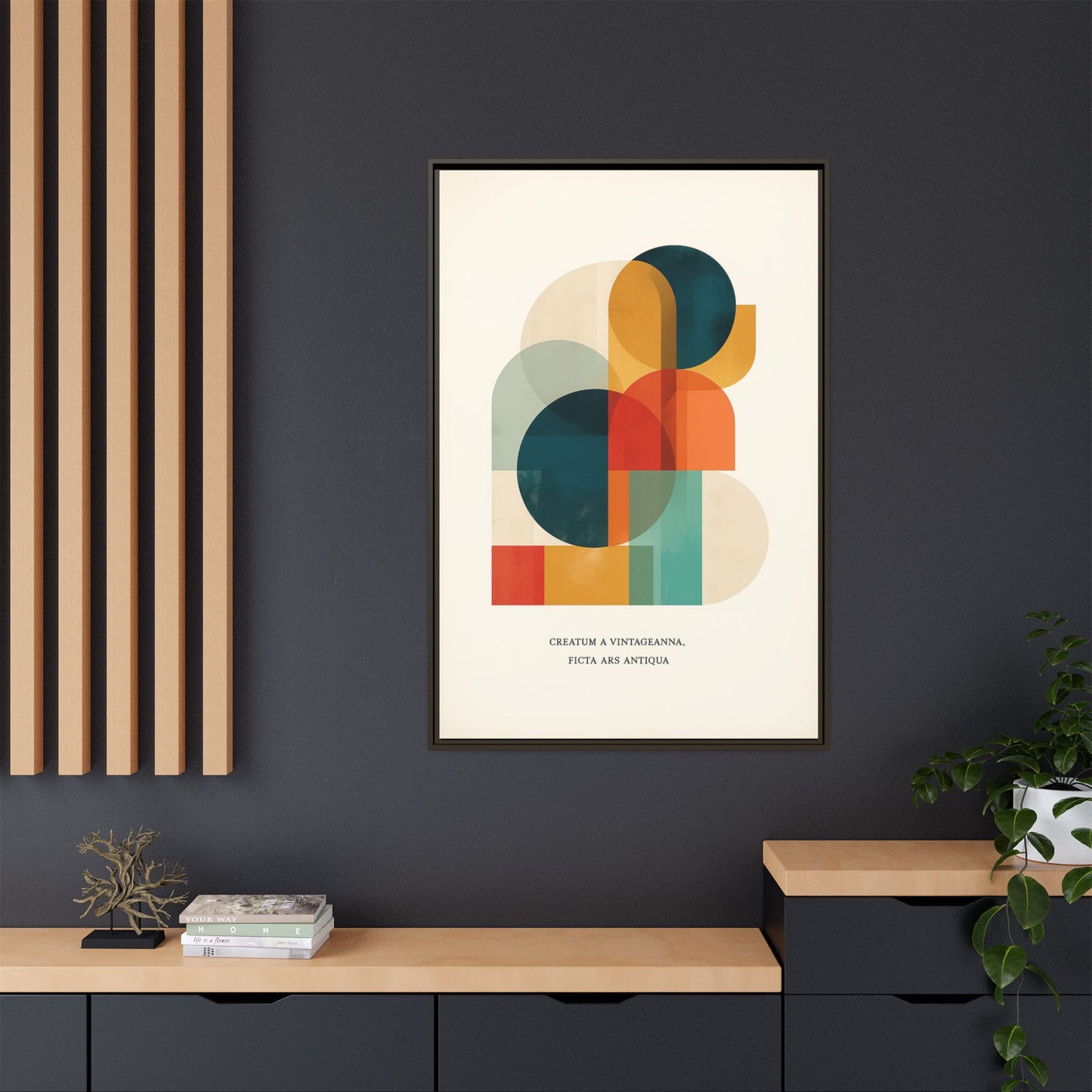 Creative Vision Framed Abstract Canvas Wall Art — Mid-Century Modern Geometric Design | Vintageanna