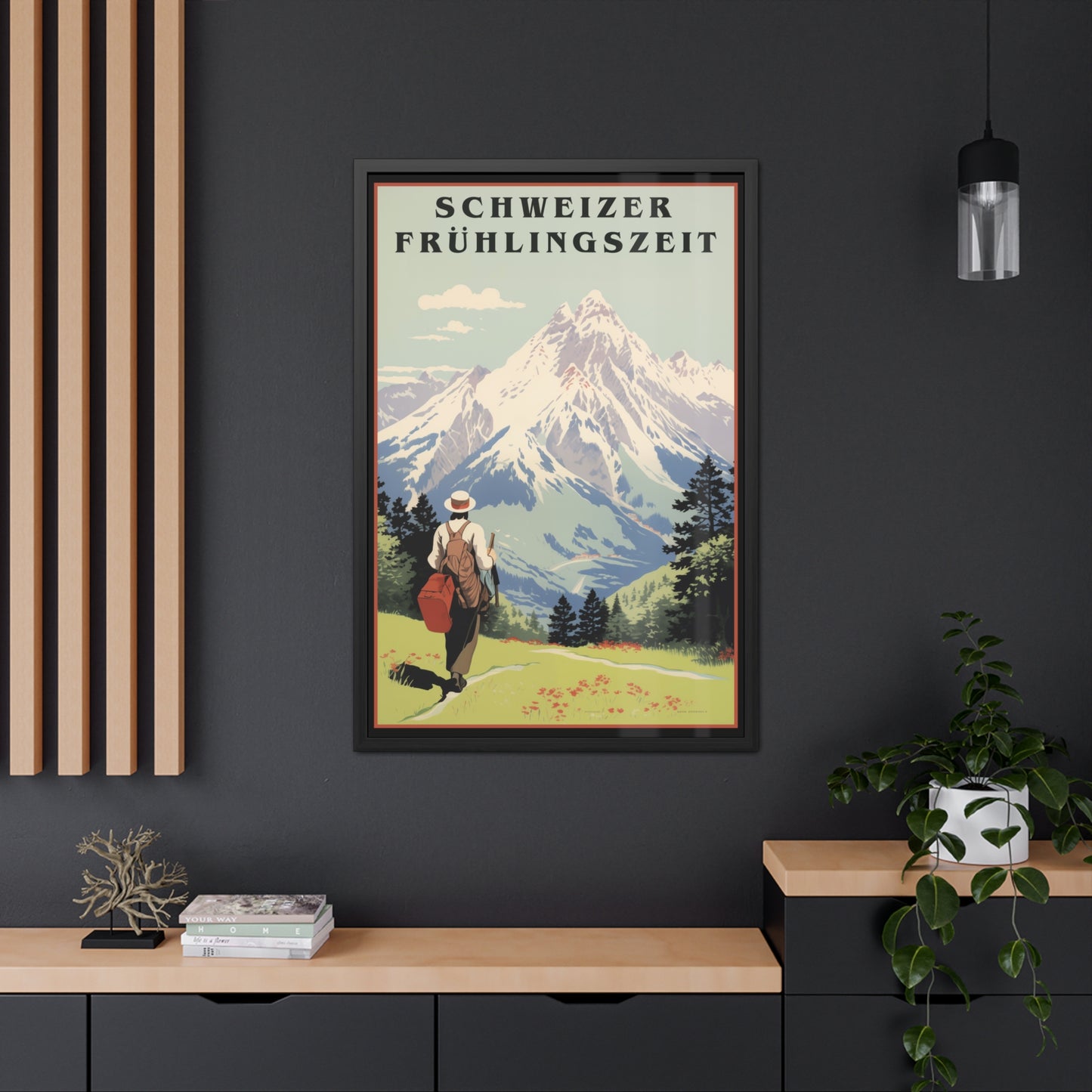 Vintage Swiss Travel Poster - 'Schweizer Frühlingszeit' (Swiss Springtime) Scenic Artwork Framed Posters