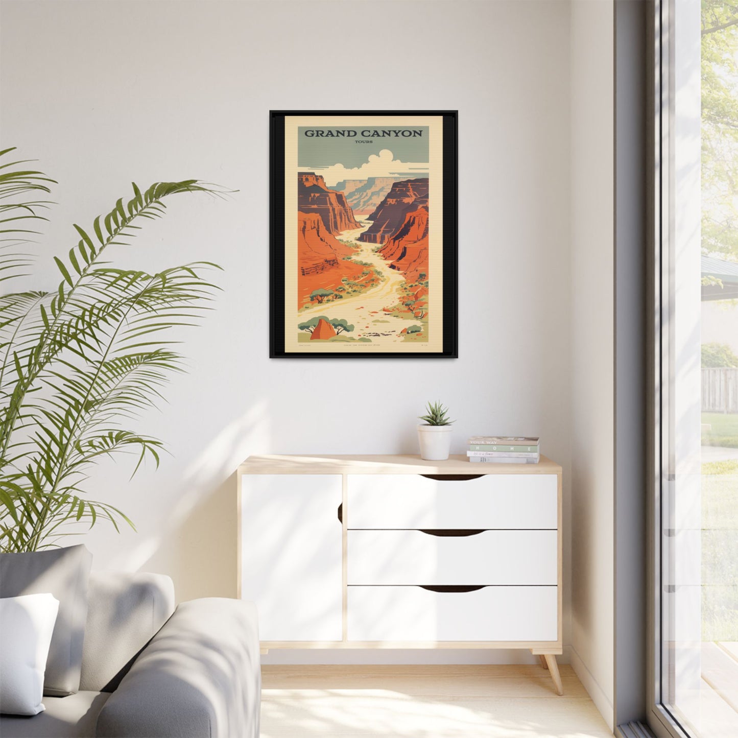 "Vintage Grand Canyon River Tours Poster - Matte Canvas Wall Art with Black Frame" Matte Canvas, Black Frame