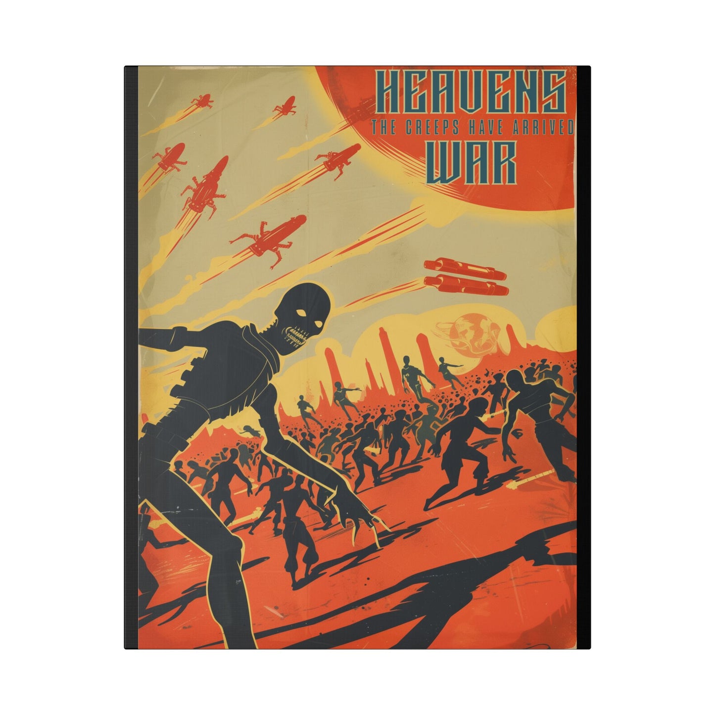 "Vintage Sci-Fi Poster - 'Heavens War: The Creeps Have Arrived' Apocalyptic Artwork", SciFi, Classic Stretched Canvas