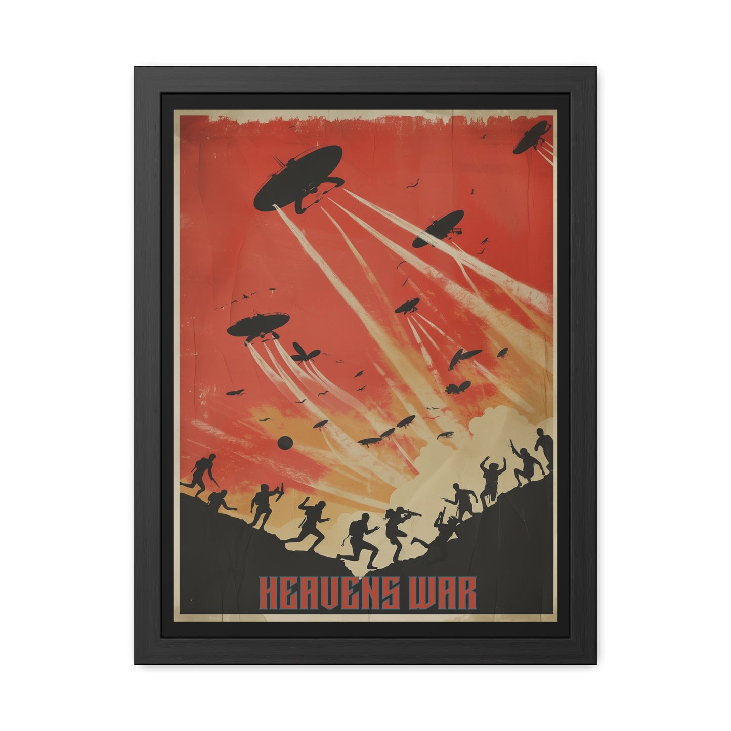 Vintage Sci-Fi Poster - 'Heavens War: Invasion from Above' Retro Apocalypse Artwork Framed Posters