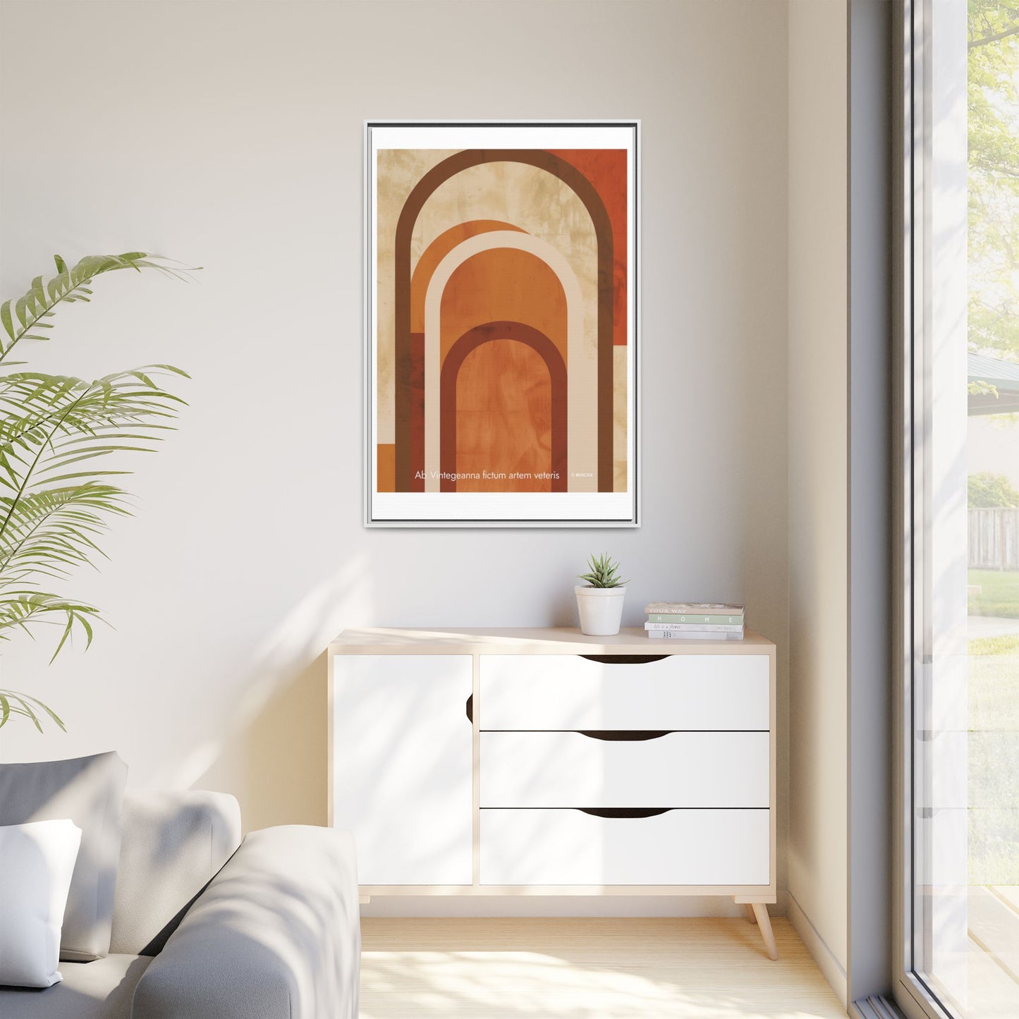 Abstract Arch Framed Canvas Wall Art — Mid-Century Modern Minimalist Decor | Vintageanna