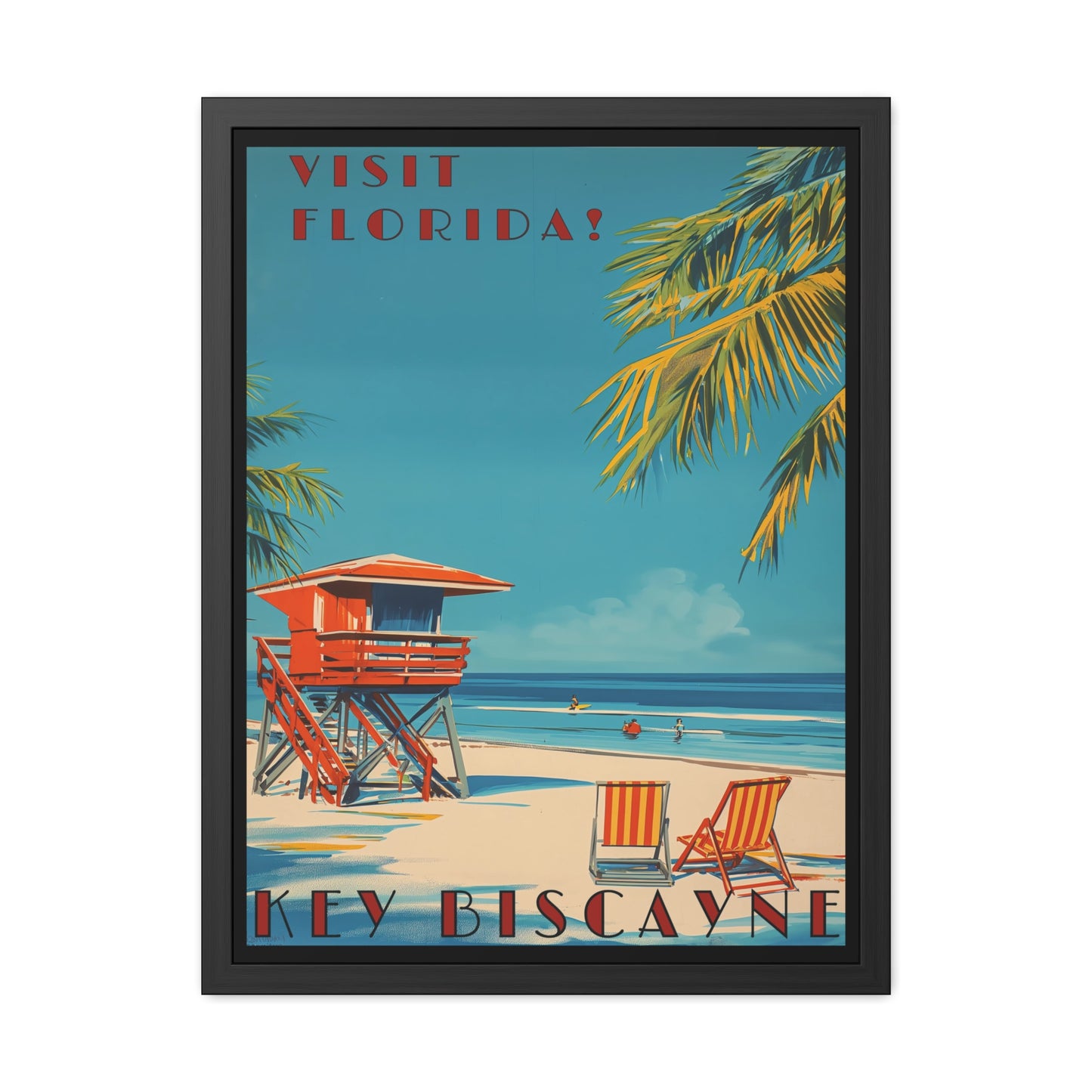 "Visit Florida - Key Biscayne Vintage Beach Framed Poster"